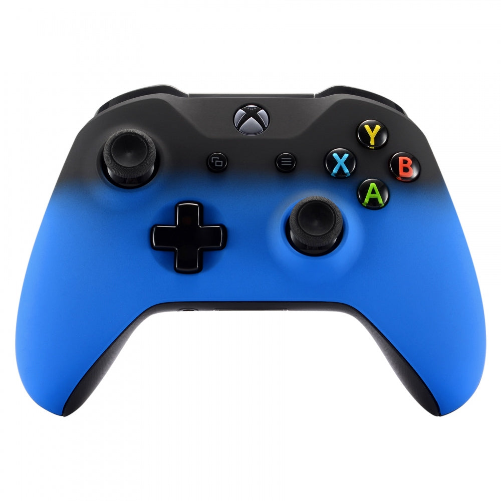 ExtremeRate Shadow Blue Soft Touch Grip Replacement Faceplate for Xbox One S & Xbox One X Controller - Enhanced Comfort for Gaming Sessions, DIY Customization, and Long-Lasting Durability