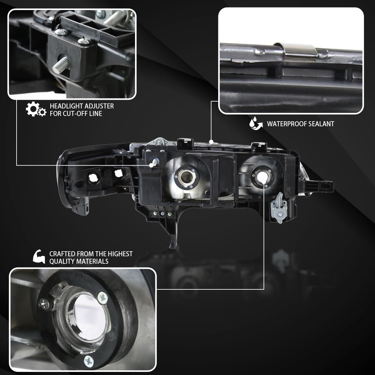 AUTOZENSATION Black Headlights & Clear Corner Signal Lamps Pair - Compatible with 1994-1997 Honda Accord (Left & Right) - Perfect for Night Driving & Car Restoration Projects