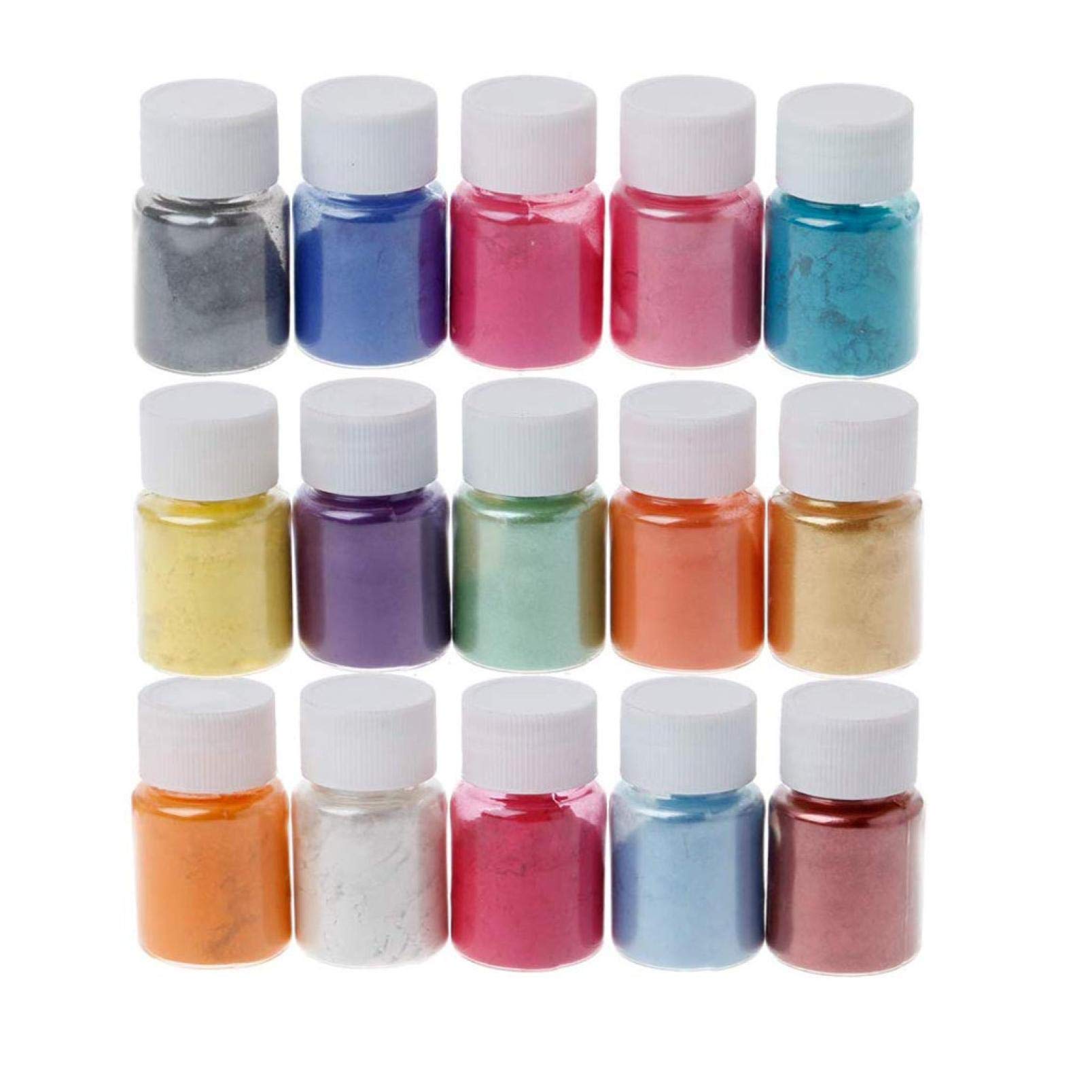 15 Colors Mica Powder for DIY Crafts - Pearl Pigment & Epoxy Resin Dye | Natural Powder Pigments for Slime, Soap Making, Bath Bombs, Nail Art, Candle Making & Cosmetics | Perfect for Art Projects, Home Decor & Gift Making