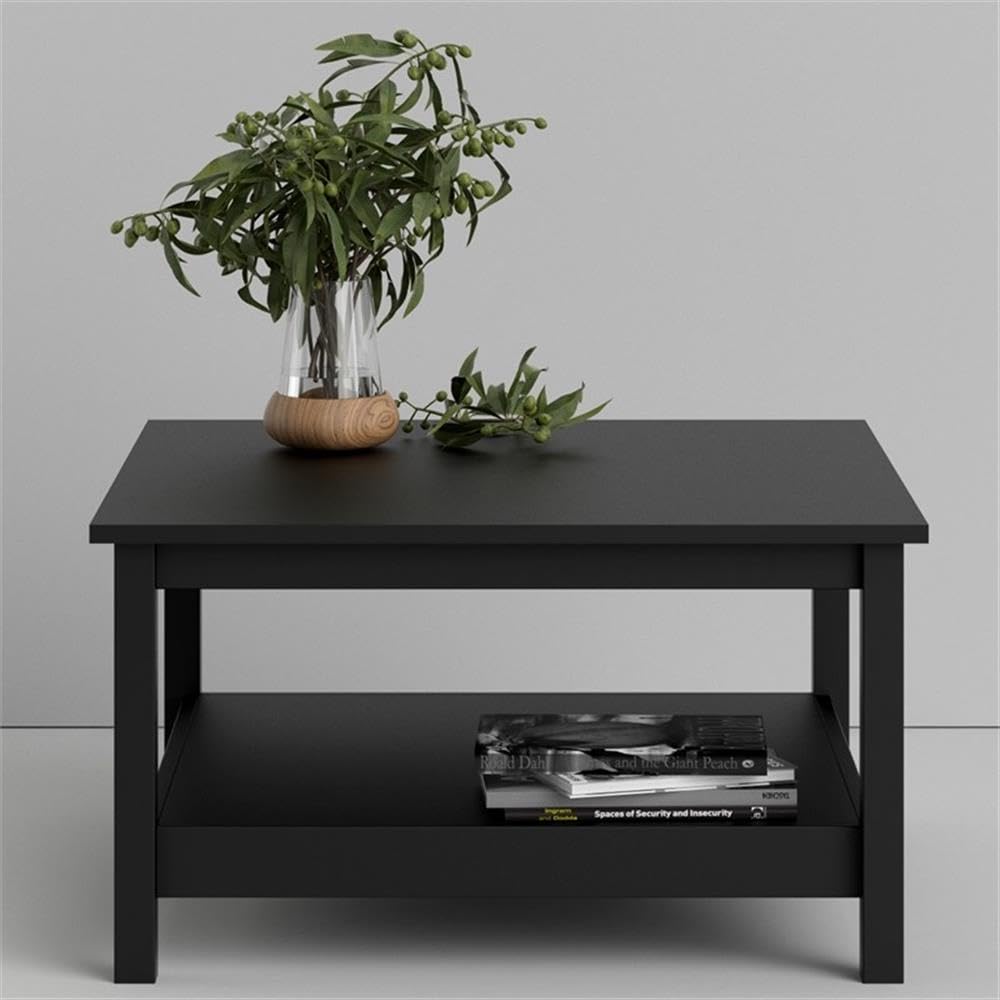 Pemberly Row Black Matte Coffee Table - Modern Living Room Furniture for Home Decor & Entertainment