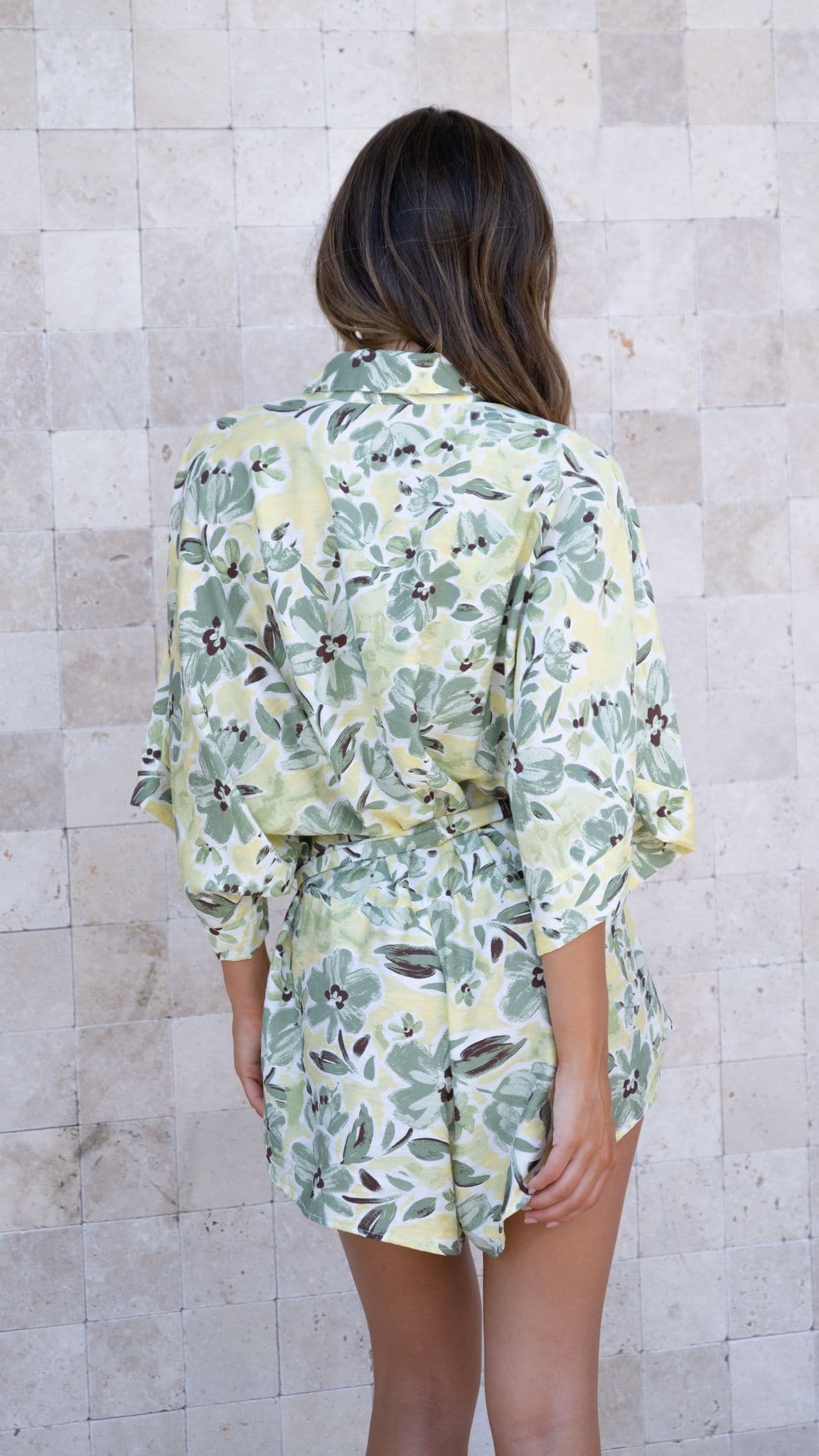 Bailin Women's Green Floral Playsuit - Summer Romper Jumpsuit for Casual Outings & Beach Vacations