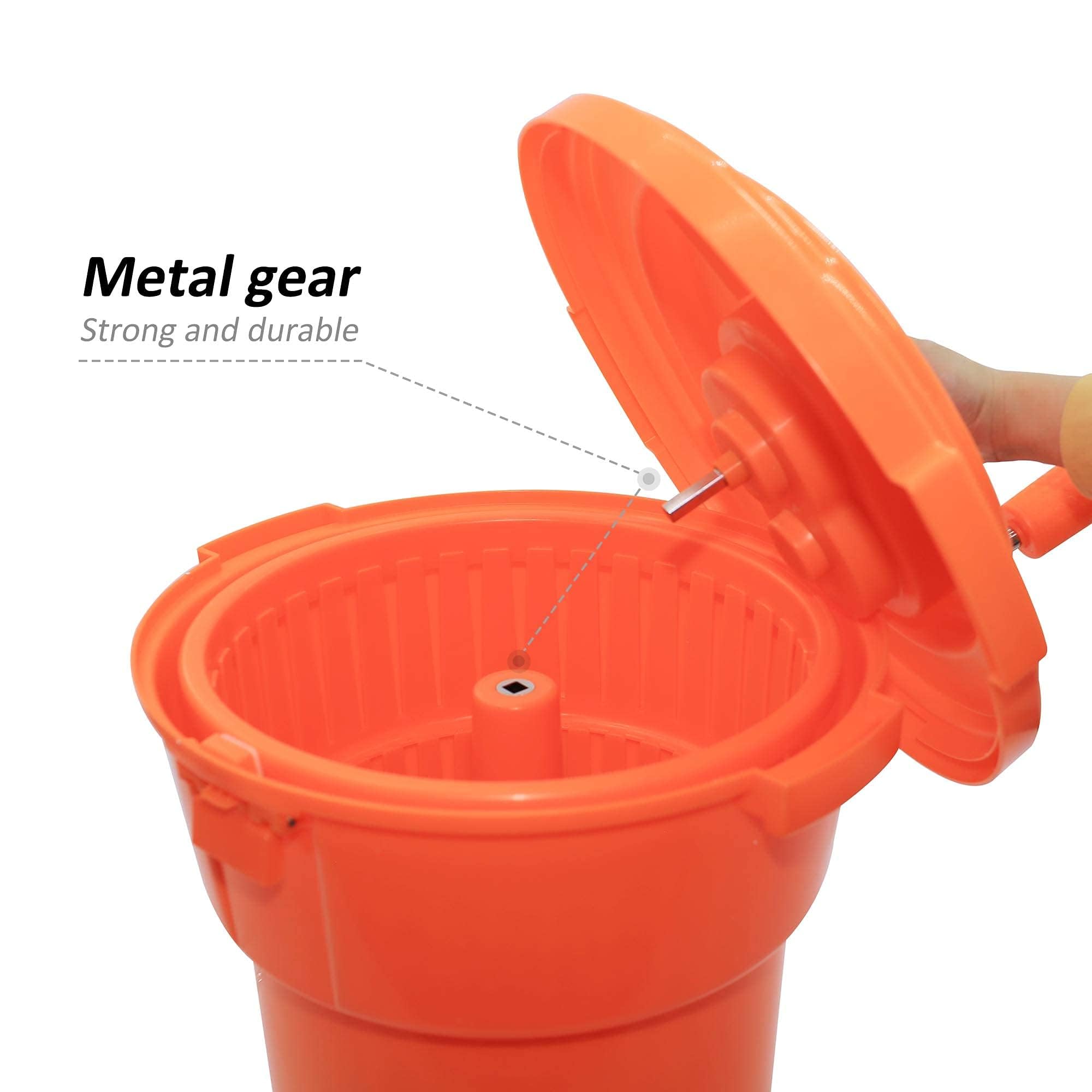 Commercial 2.5 Gallon Salad Spinner - Manual Lettuce Dryer for Vegetables & Fruits - Heavy Duty Restaurant Kitchen Tool (Orange) - Perfect for Restaurants, Catering & Home Meal Prep