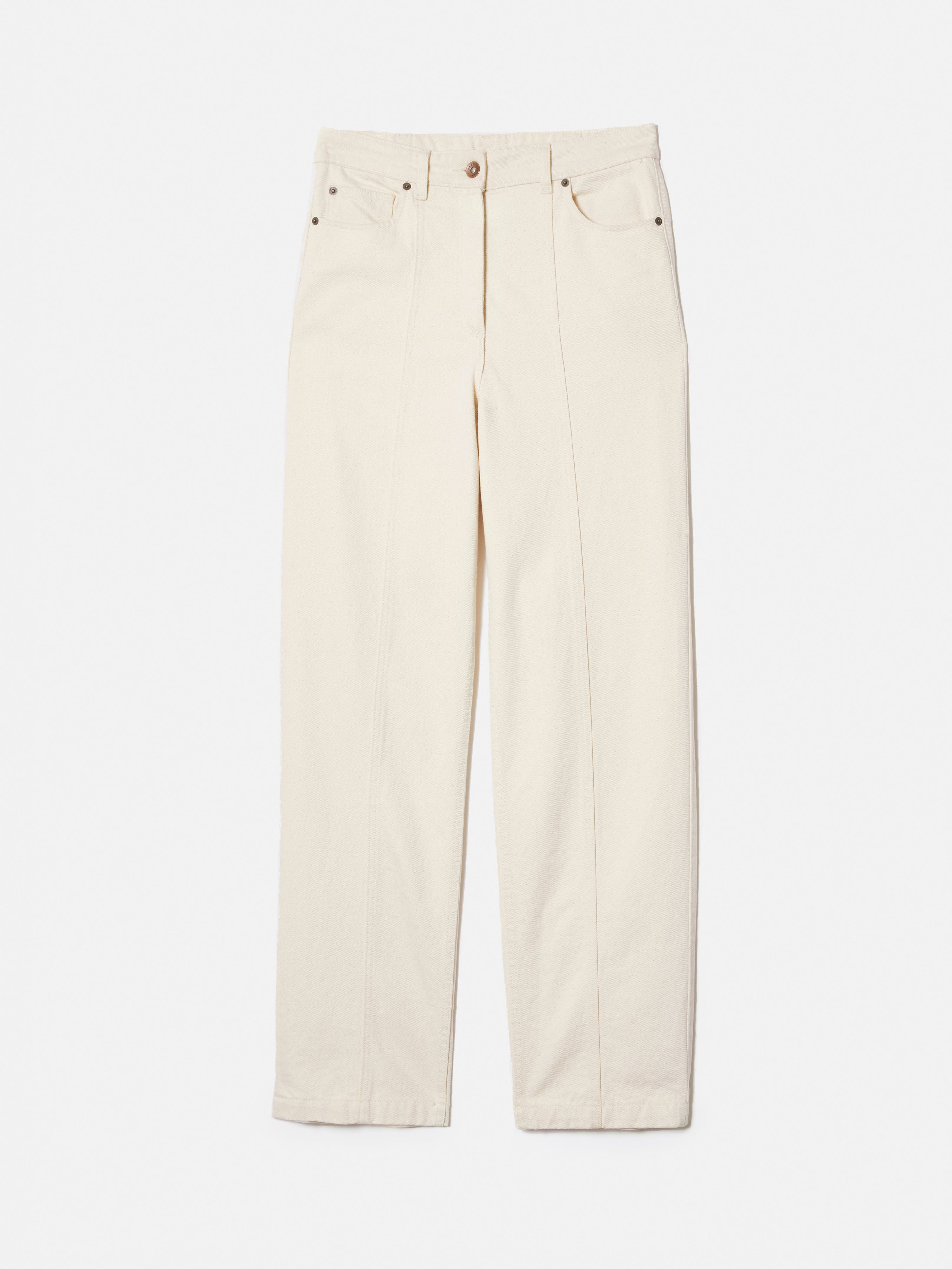 Beck Tailored Jean for Women | High-Rise Slim Fit Stretch Denim Pants in Ecru | Perfect for Office, Casual Outings & Date Nights