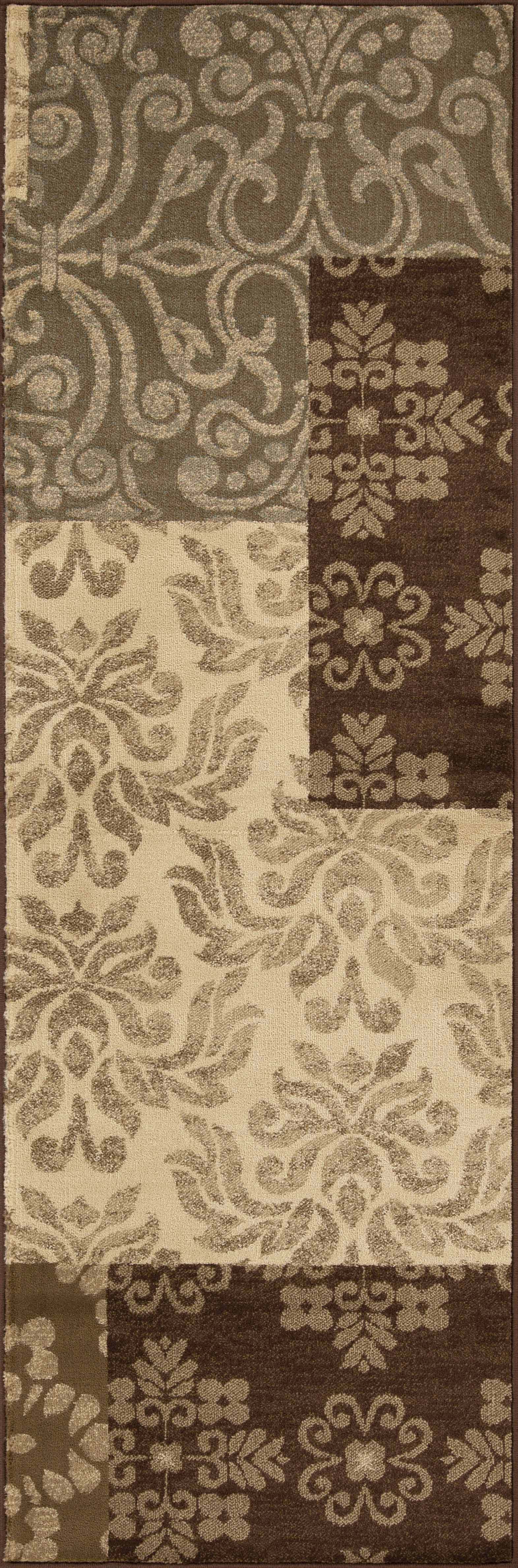 Floral Medallion Blocks Geometric Indoor Area Rug - Non-Slip Boho Chic Carpet for Living Room, Bedroom, or Hallway Runner - Soft & Durable Home Decor