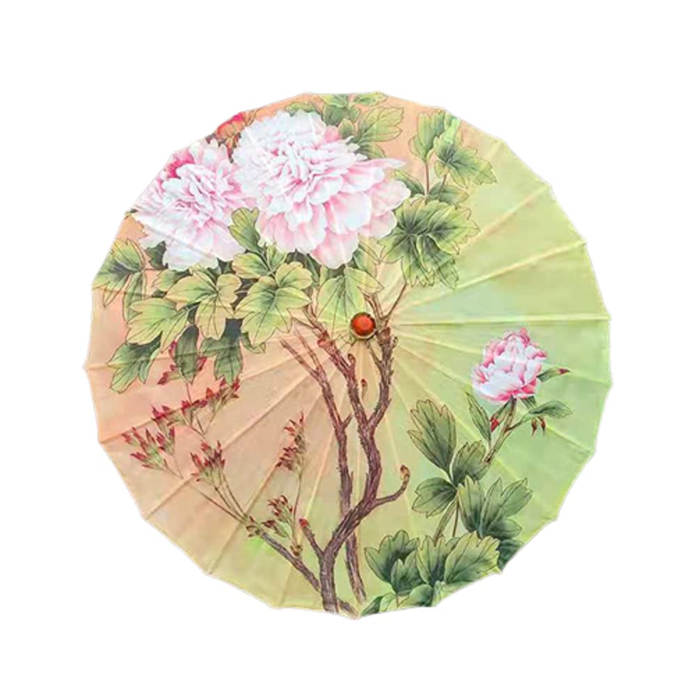 **Classical Chinese Oil Paper Umbrella - Handmade Rainproof Bamboo Parasol with Floral Painting & Tassel Pendant for Women, Vintage Asian Style (Perfect for Weddings, Photography, Cosplay & Home Decor)**