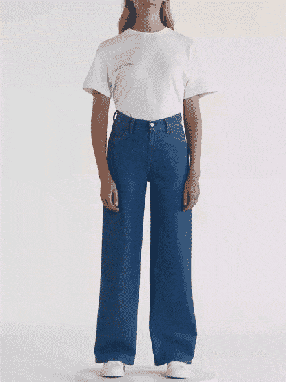 Women's High Rise Wide Leg Hemp Denim Jeans - Mid Wash Blue | Eco-Friendly Comfort for Casual Wear & Boho Style Outfits