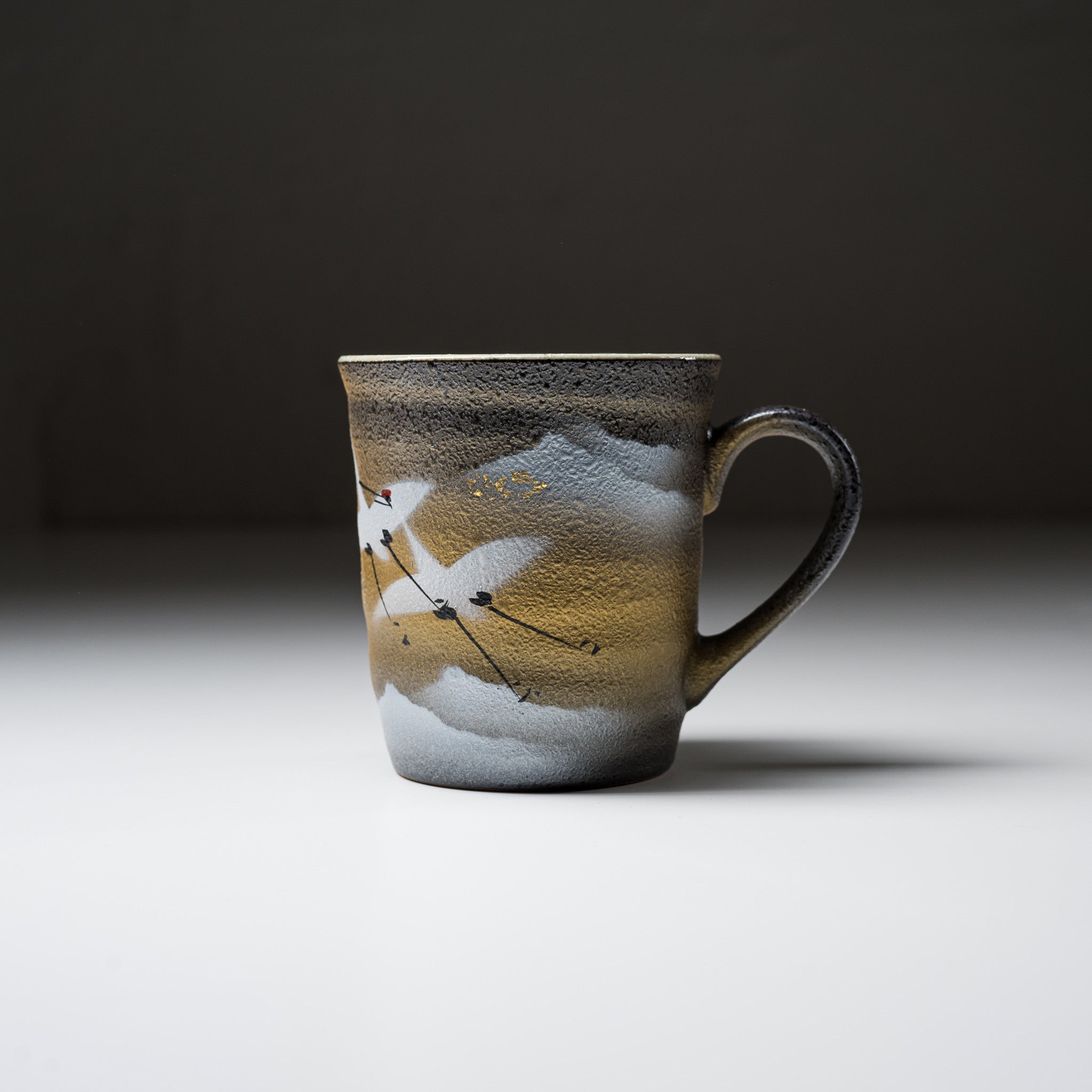 Kutani Ware Mug Cup - The Grateful Crane Design | Japanese Traditional Ceramic Coffee Cup for Home & Office Use