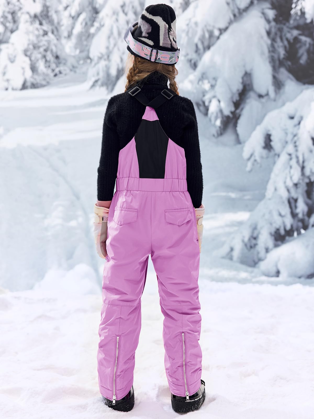 Haloumoning Kids Snow Bibs - Waterproof Insulated Snow Pants for Girls 5-14 Years | Skiing, Snowboarding & Winter Outdoor Play