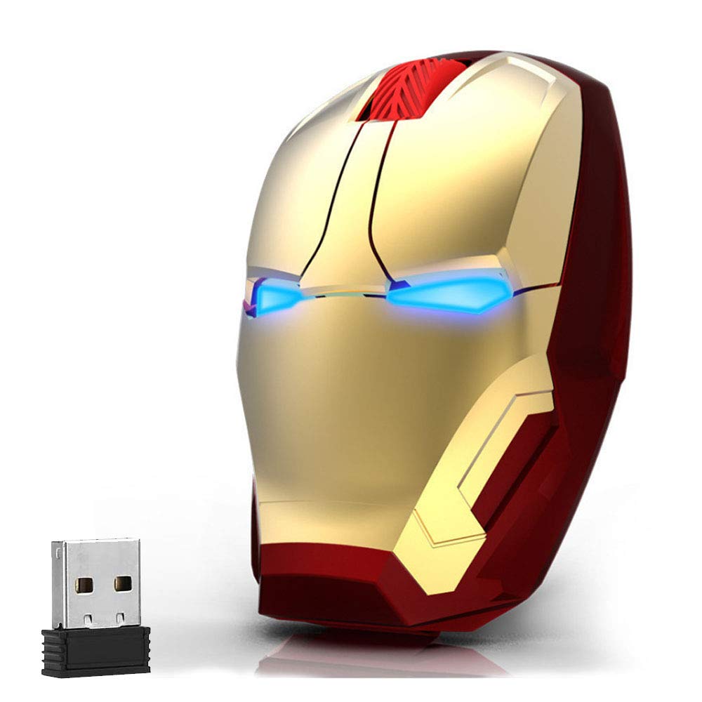 Mikayoo Ergonomic Wireless Mouse - Iron Man Design, 2.4G Portable Mouse with USB Nano Receiver for PC, Laptop, MacBook, Long Range up to 50 ft, Ideal for Office, Gaming, and Travel