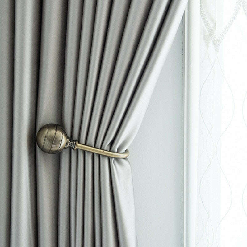 Premium Faux Silk Plain Curtains in Gray & Silver - Elegant Window Treatments for Living Room, Bedroom & Home Decor