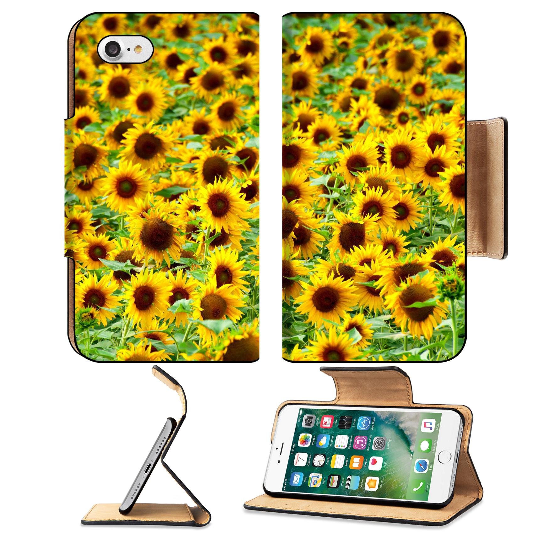 Premium Flip PU Leather Wallet Case for iPhone 7 & iPhone 8 with Sunflower Design - Slim Protective Cover with Card Slots | Perfect for Daily Use, Travel & Business Meetings