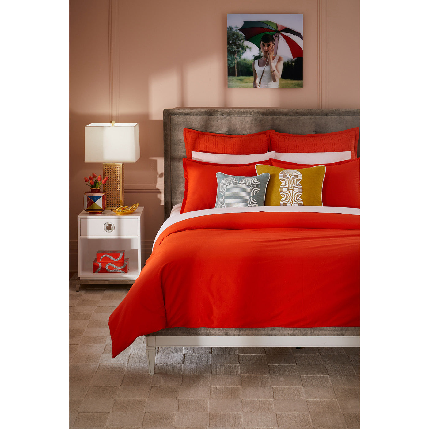 Lampert Queen Size Bed Frame - Modern Upholstered Platform Bed with Wooden Slats - Perfect for Bedroom, Guest Room & Master Suite