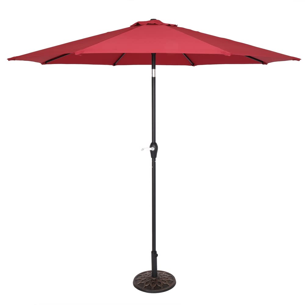 9 FT Beach Umbrella with Sand Anchor - Waterproof, Windproof, UV Protection Folding Sun Shade for Outdoor, Patio, Pool & Backyard (Wine Red) - Perfect for Beach Vacations, Picnics and Summer Relaxation