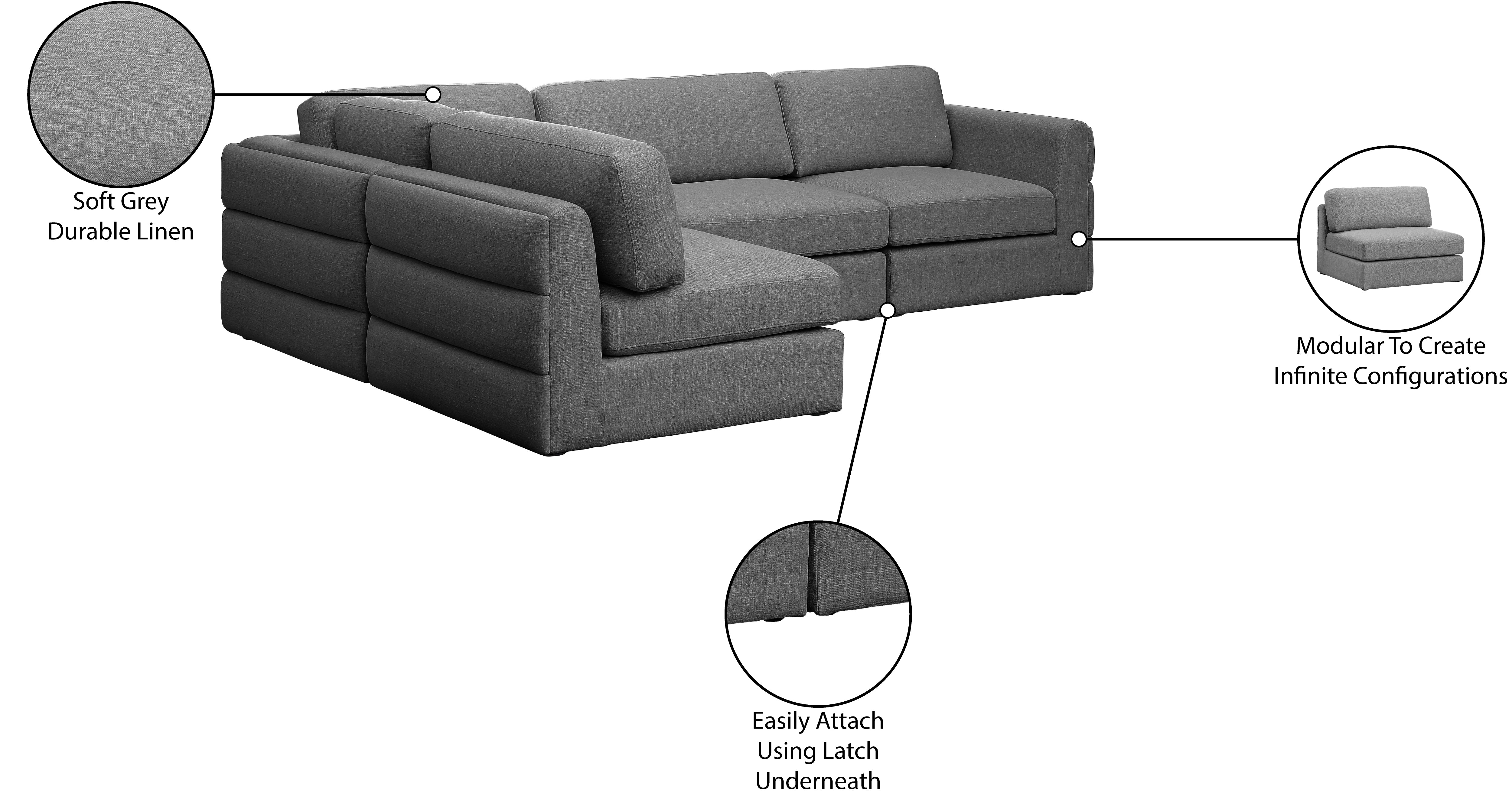 Beckham Durable Linen Textured Fabric Modular Sectional Sofa - Modern Living Room Furniture for Home Theater & Family Gatherings