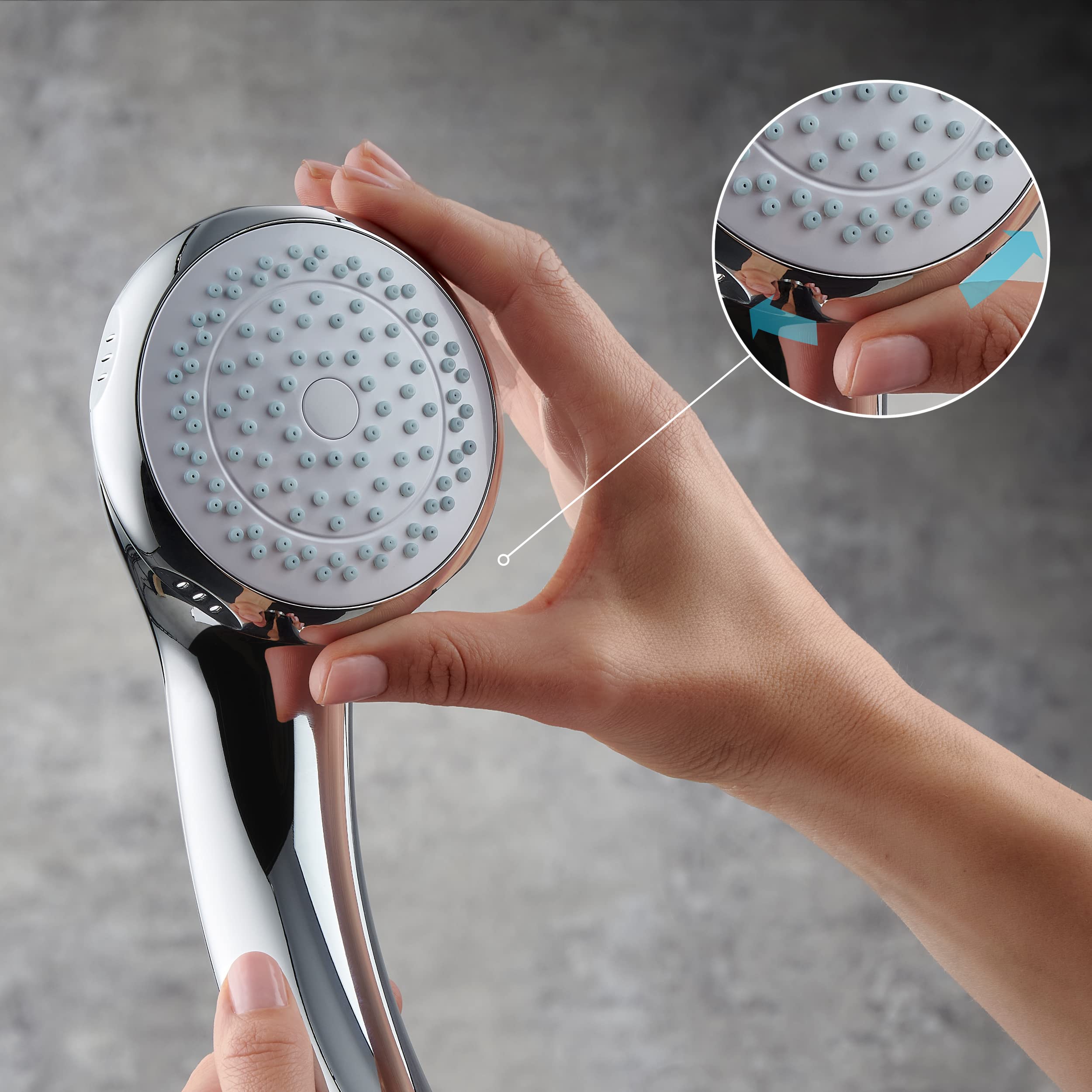 Premium Chrome Shower Fittings Kit - 4 Spray Showerhead with 1.25M Hose (Model 2.1605.154) for Bathroom & Spa Relaxation - High Pressure Water Saving Design