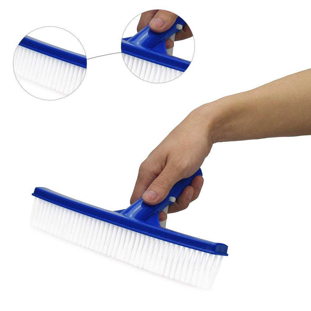 10 Inch Swimming Pool Brush - Heavy Duty Wall & Ground Cleaning Tool for Dirt, Moss, and Algae Removal | Perfect for In-Ground & Above Ground Pools (Blue)