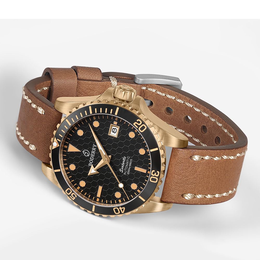Premium Japanese Automatic Dive Watch for Men - Bronze Case, Sapphire Crystal, 100M Waterproof, Rotating Bezel & Screw Down Crown | Perfect for Scuba Diving, Swimming & Outdoor Adventures
