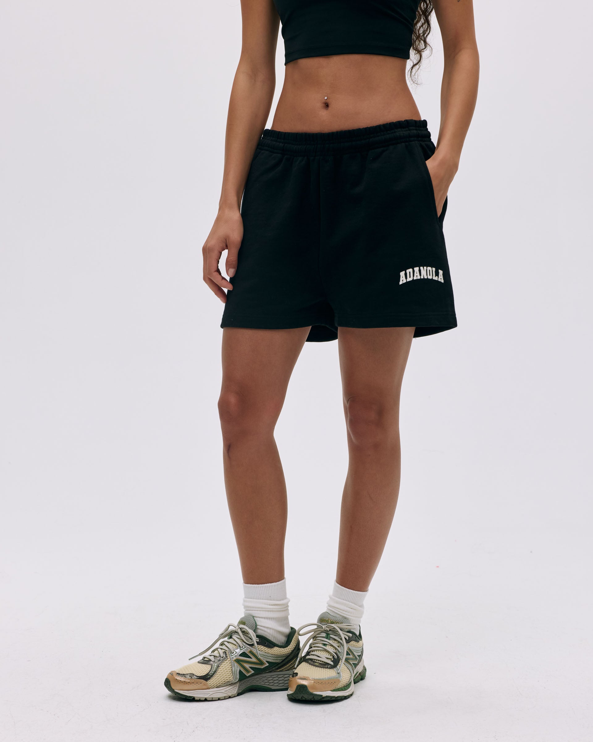 Varsity Sweat Shorts for Men - Black & White Cotton Athletic Shorts with Pockets | Perfect for Gym, Running, Basketball and Casual Wear