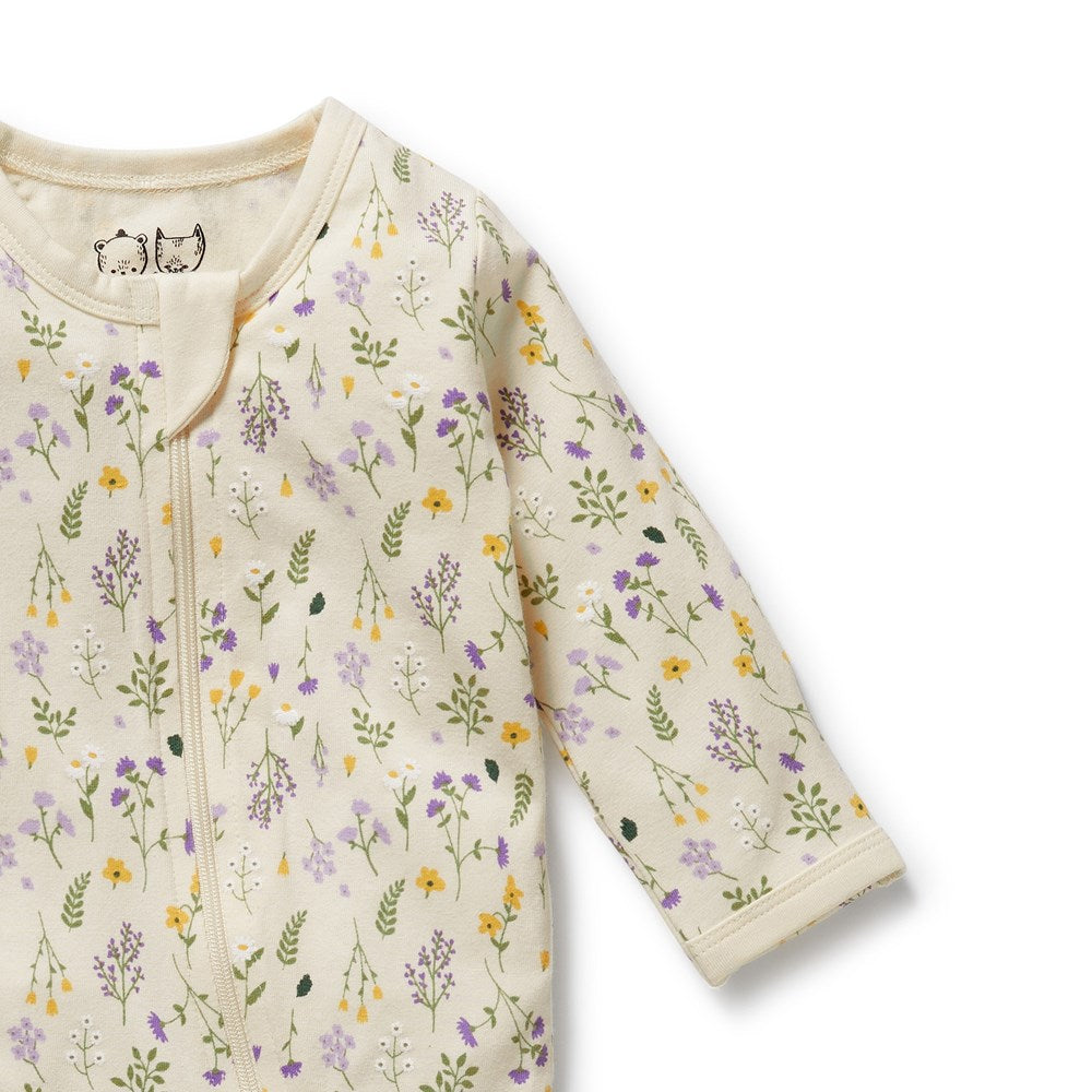 Bella Floral Organic Baby Zipsuit with Feet - Soft & Comfortable One-Piece Pajamas for Newborns & Infants - Perfect for Sleepwear, Playtime & Everyday Wear
