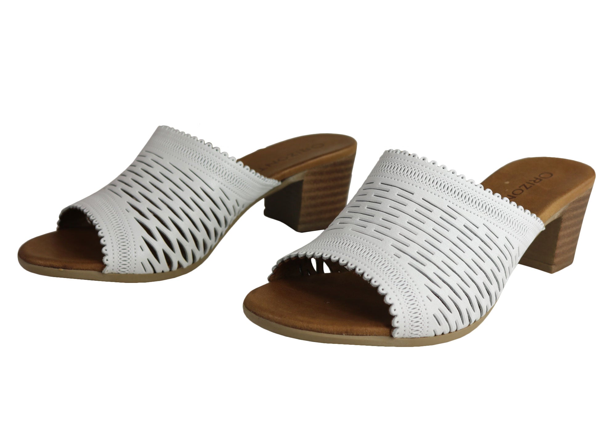 Orizonte Jilly Women's European Leather Mid Heel Comfort Slides Sandals - Stylish & Comfortable Summer Shoes for Walking, Travel & Casual Outings