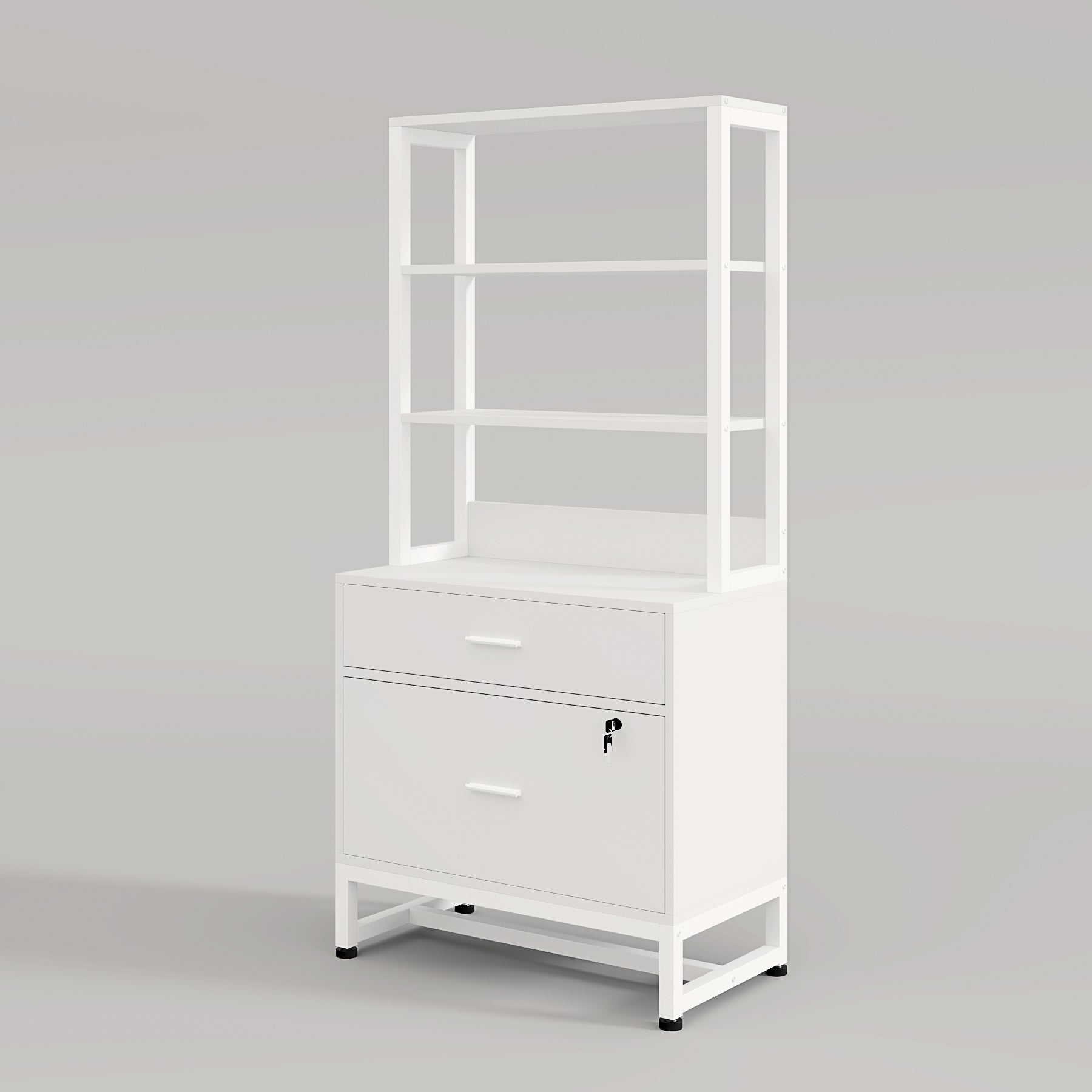 2-Drawer Locking File Cabinet with Bookshelf - Secure Vertical Filing Storage for Office, Home & School Organization