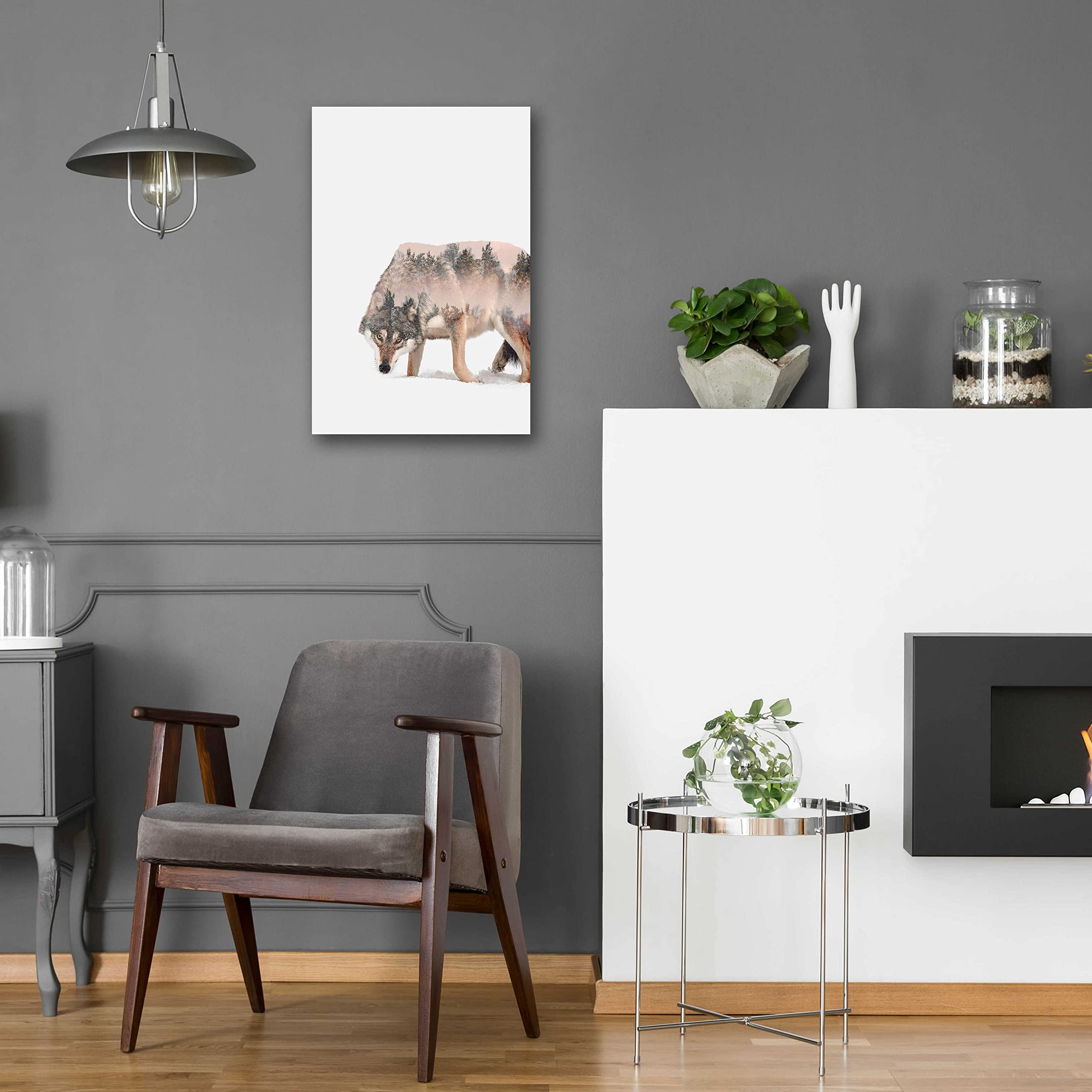 Epic 'Wulf' Acrylic Glass Wall Art by Clean Nature - 16x24 Inches Modern Home Decor for Living Room, Bedroom & Office