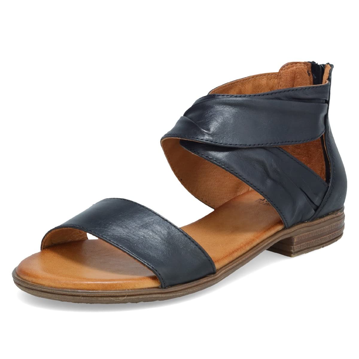Miz Mooz Daphne Women's Leather Sandals with Rear Zipper - Comfortable Flat Sandals for Women - Casual & Dressy Summer Footwear for Beach, Travel & Everyday Wear