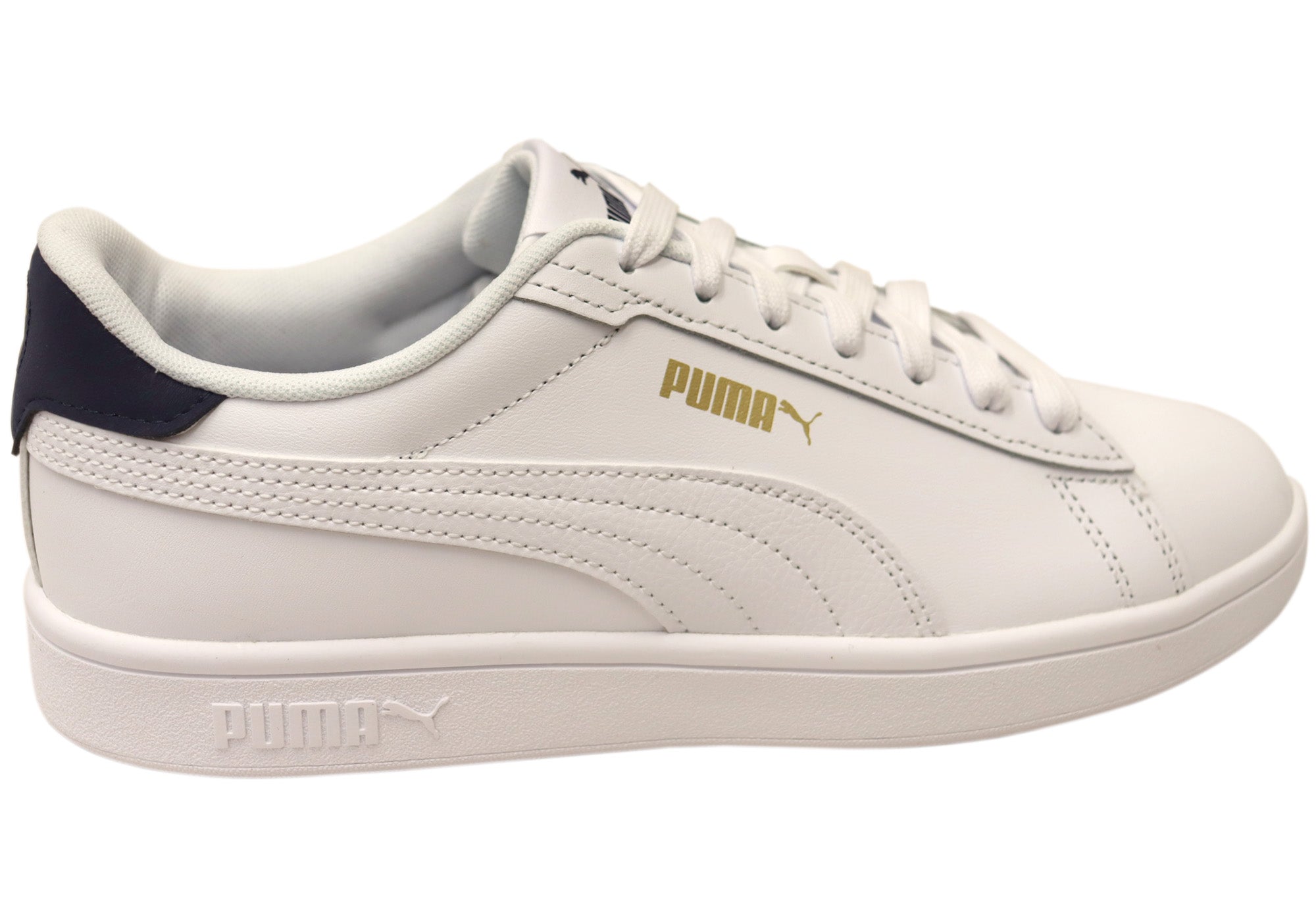Puma Men's Smash 3.0 L Comfortable White Lace-Up Sneakers - Lightweight Casual Shoes for Walking, Running & Everyday Wear