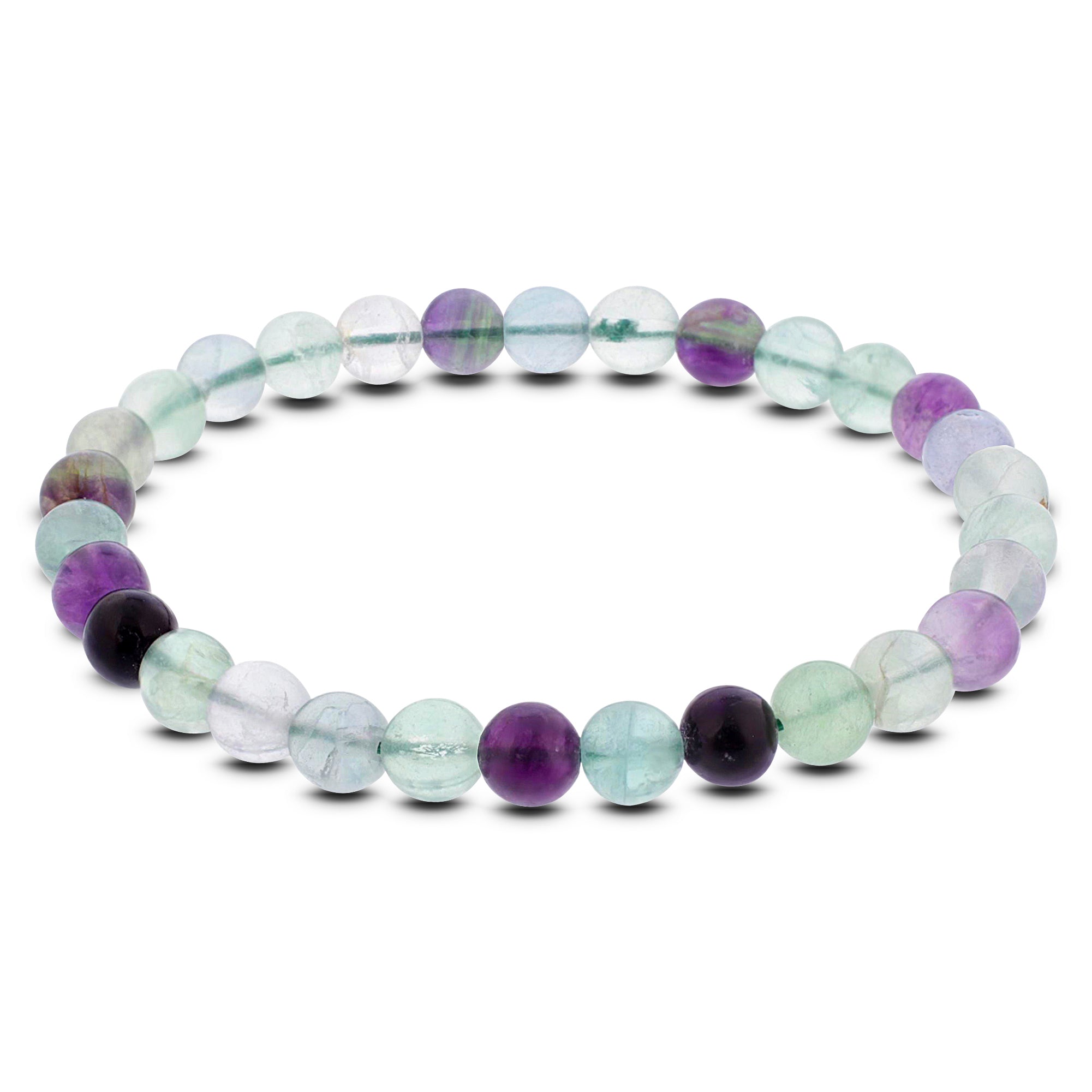 6mm Fluorite Gemstone Round Bead Stretch Bracelet for Men & Women - Healing Crystal Jewelry for Meditation, Yoga & Positive Energy