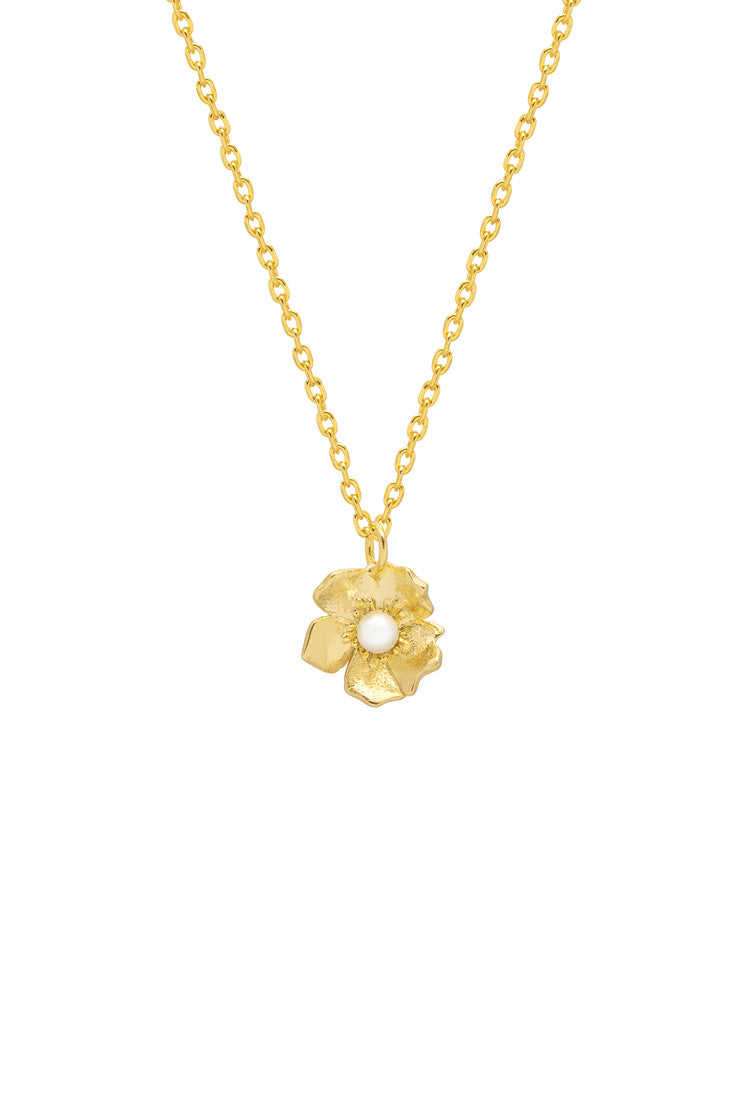 Elegant Petite Pearl Buttercup Pendant Necklace - Dainty Floral Jewelry for Women - Perfect for Weddings, Anniversaries & Special Occasions