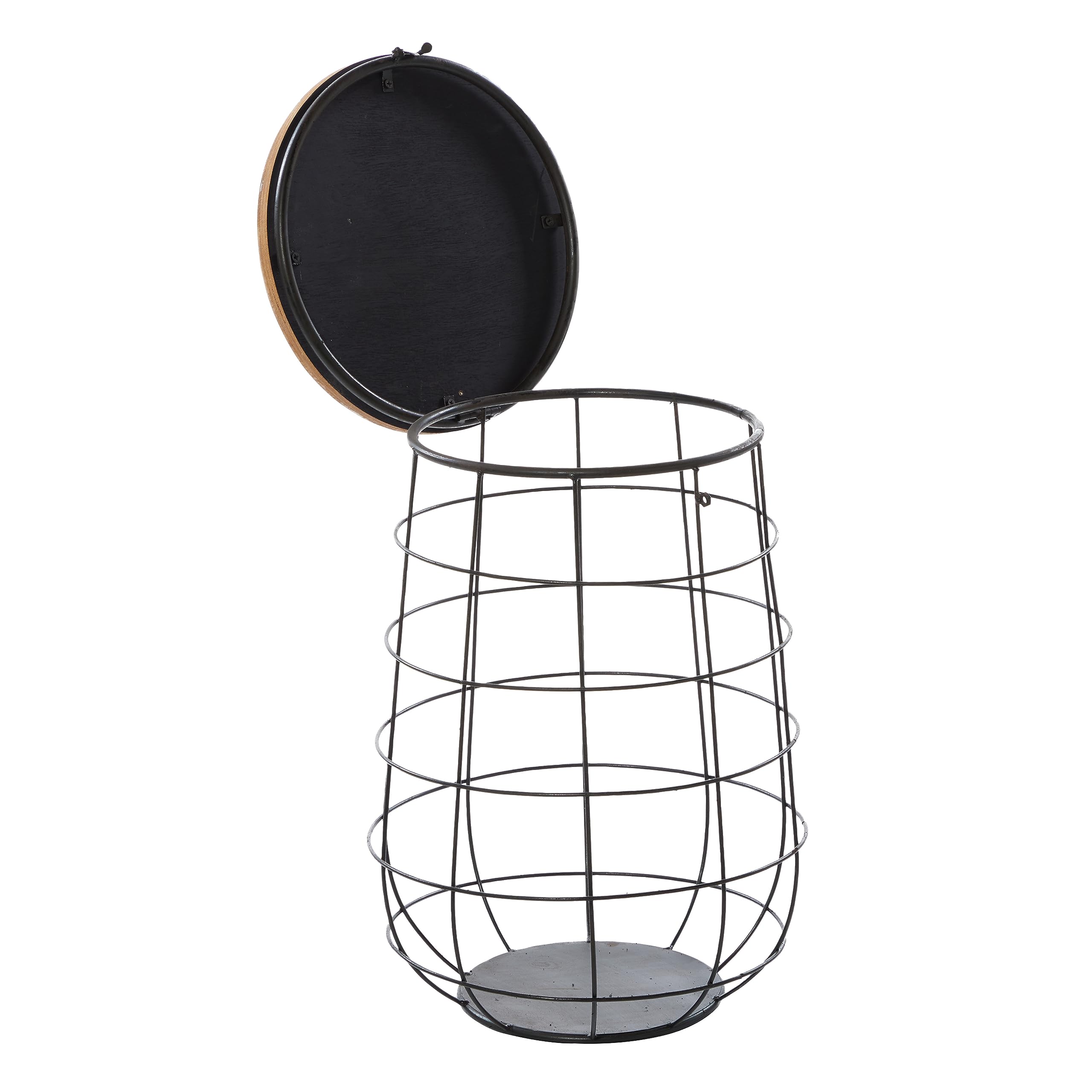 Deco 79 Set of 3 Large Metal and Wood Storage Baskets - 18, 20, 23 Inch Height - Rustic Brown Home Decor for Living Room, Bedroom, or Office Organization