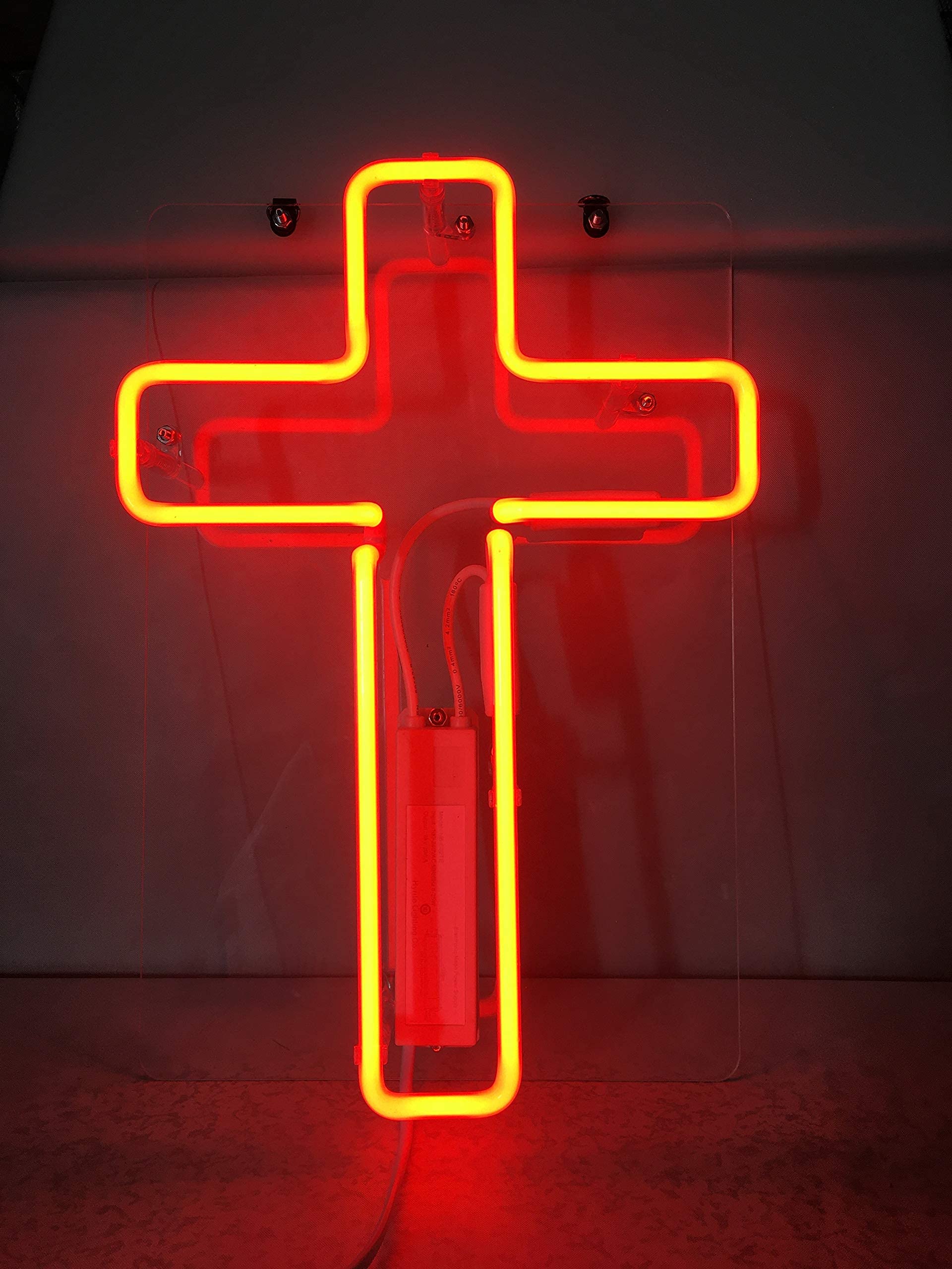 Red Cross Neon Sign - Real Glass Tube LED Wall Art for Home, Bedroom, Bar & Office Decor - Perfect for Parties, Gifts & Visual Displays