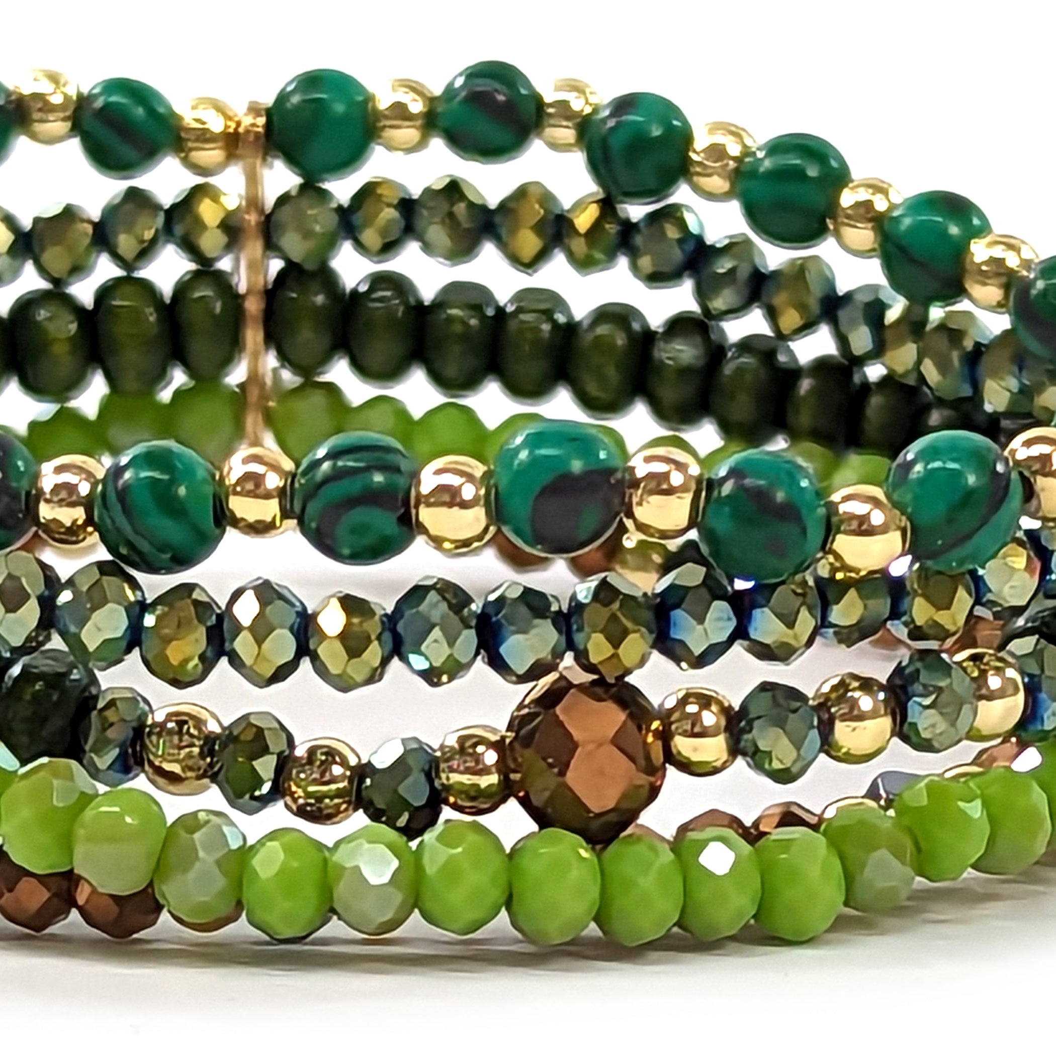 Multi Strand Beaded Bracelet for Women - Green Jade Stone Adjustable Wrap Bracelet | Boho Chic Handmade Jewelry for Everyday Wear & Gifts