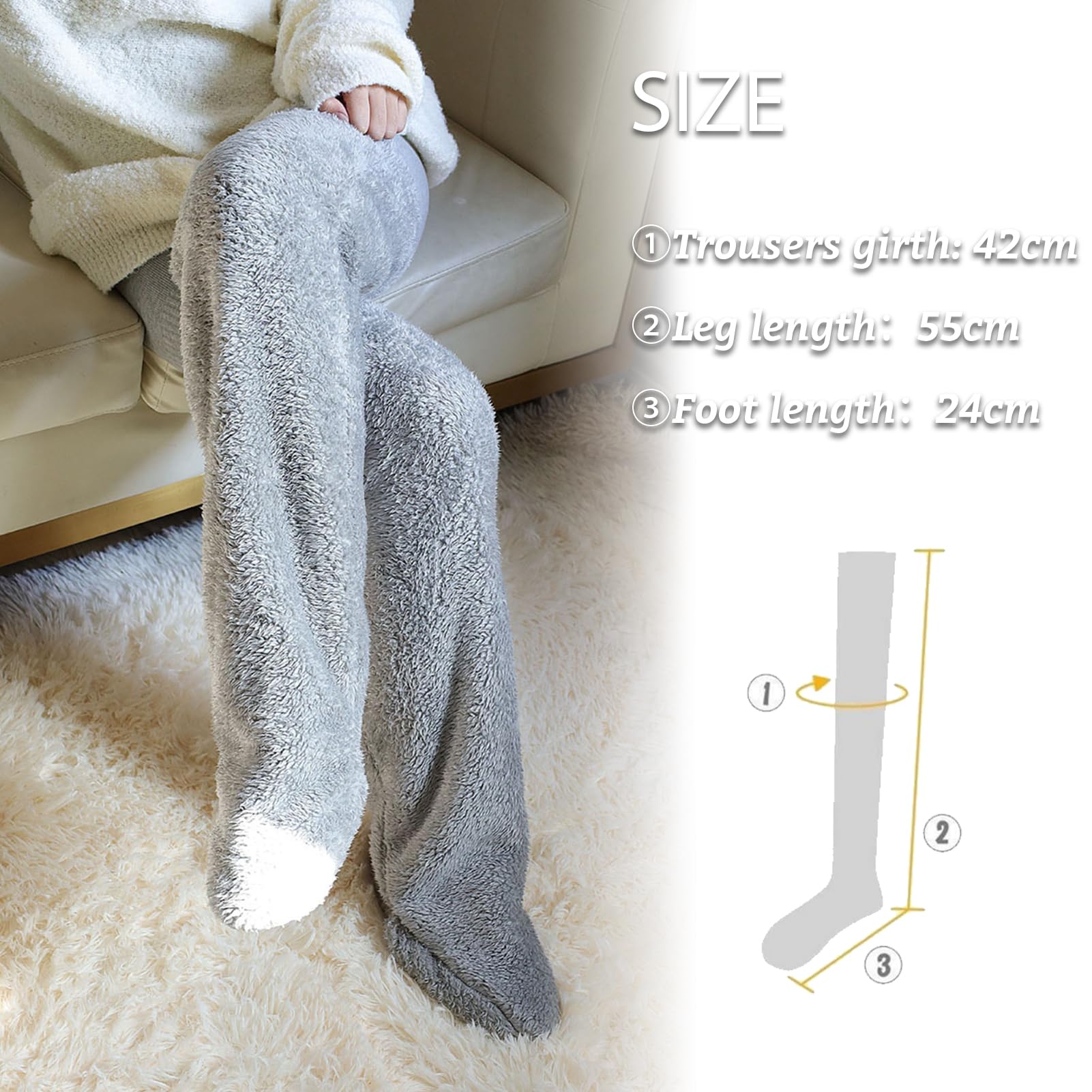 Snuggs Plush Long Socks for Women - Ultra Soft Over Knee High Fuzzy Slipper Stockings | Warm Thick Winter Home Socks for Lounge, Sleep & Cold Weather Comfort