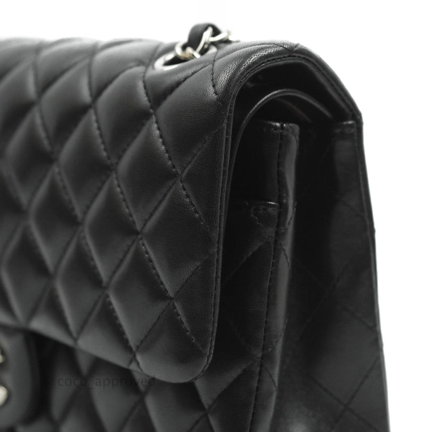 Chanel Classic Medium Double Flap Bag Black Lambskin Leather with Silver Hardware - Luxury Handbag for Women, Perfect for Parties, Work & Everyday Use