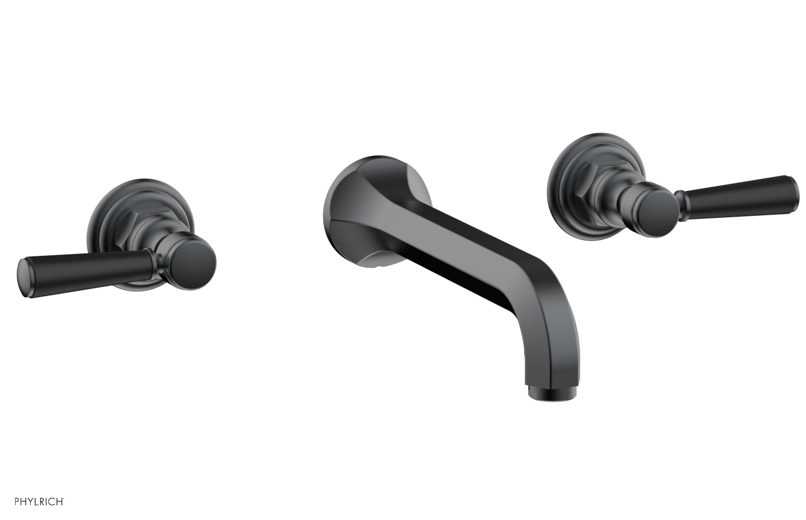 HEX TRADITIONAL Wall Tub Faucet Set with Satin Black Lever Handles - 500 57 Series - Perfect for Bathroom Renovation and Modern Home Decor