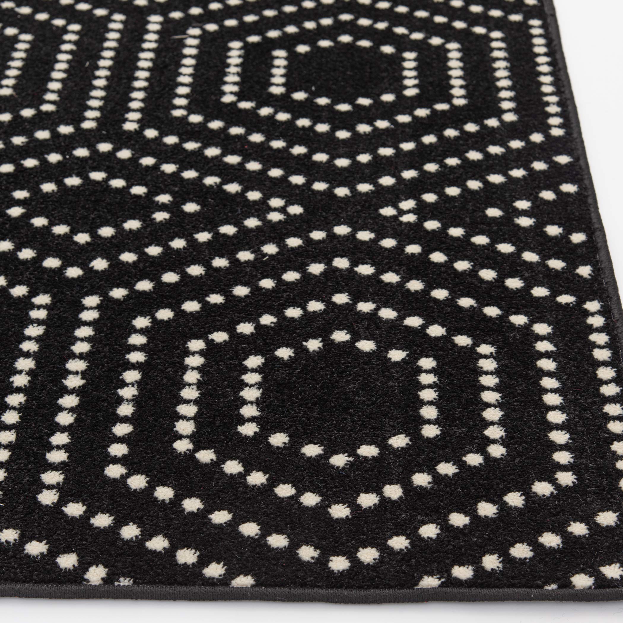 Tecopa Kaharie 2' x 3' Black Geometric Area Rug - Non-Slip Indoor Outdoor Carpet for Living Room, Bedroom, Patio & Entryway Decor
