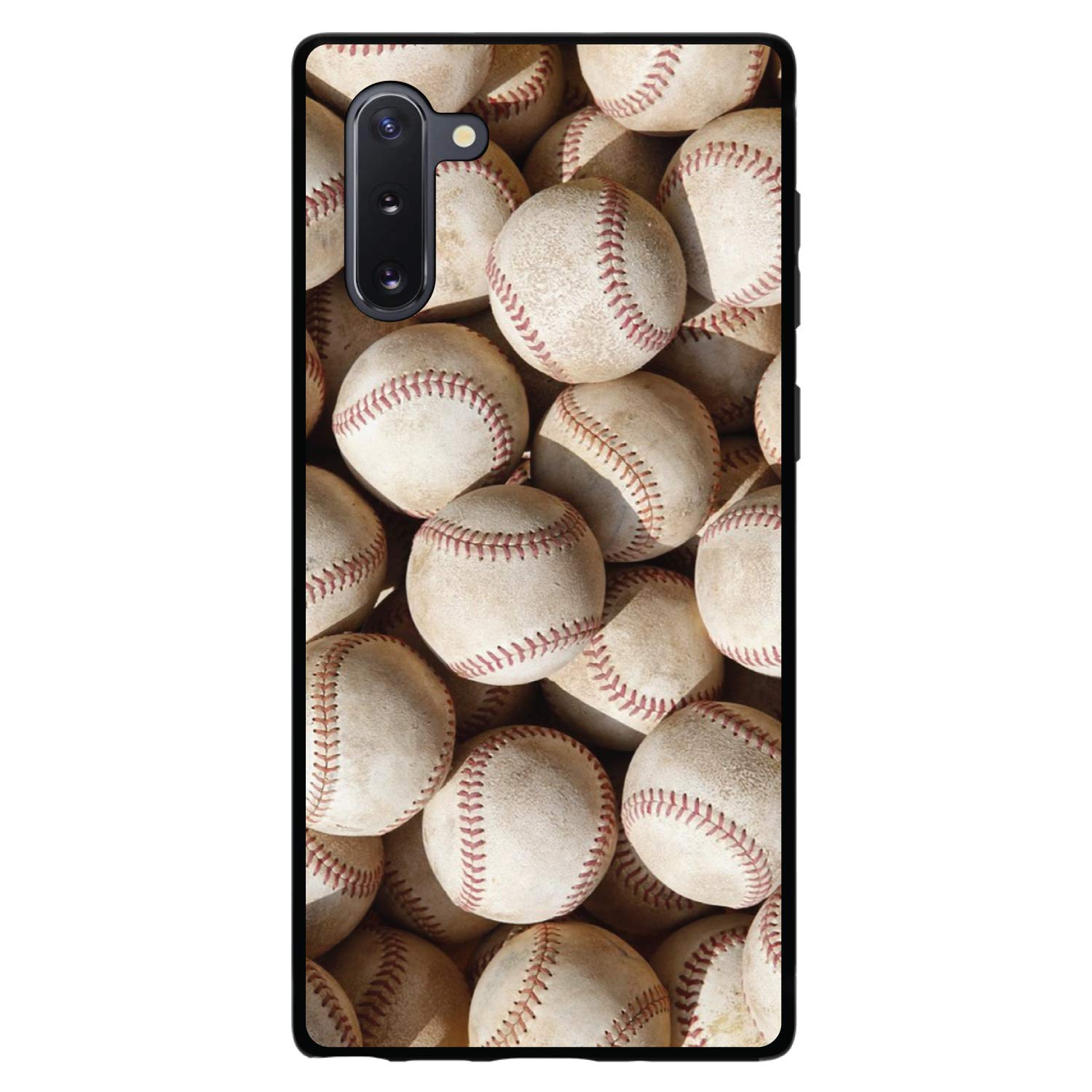 Custom Ultra Slim Thin Hard Plastic Case for Samsung Galaxy Note 10 (6.3 Inch Screen) - Black Baseball Design Phone Cover - Perfect for Baseball Fans & Sports Enthusiasts - Great Gift for Game Day & Everyday Protection