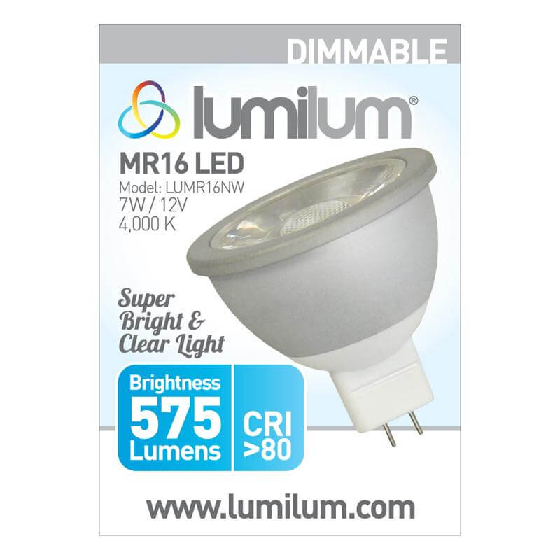 12V 7W MR16 LED Light Bulb - Energy Efficient, Dimmable, Long Lifespan for Home, Office, and Landscape Lighting