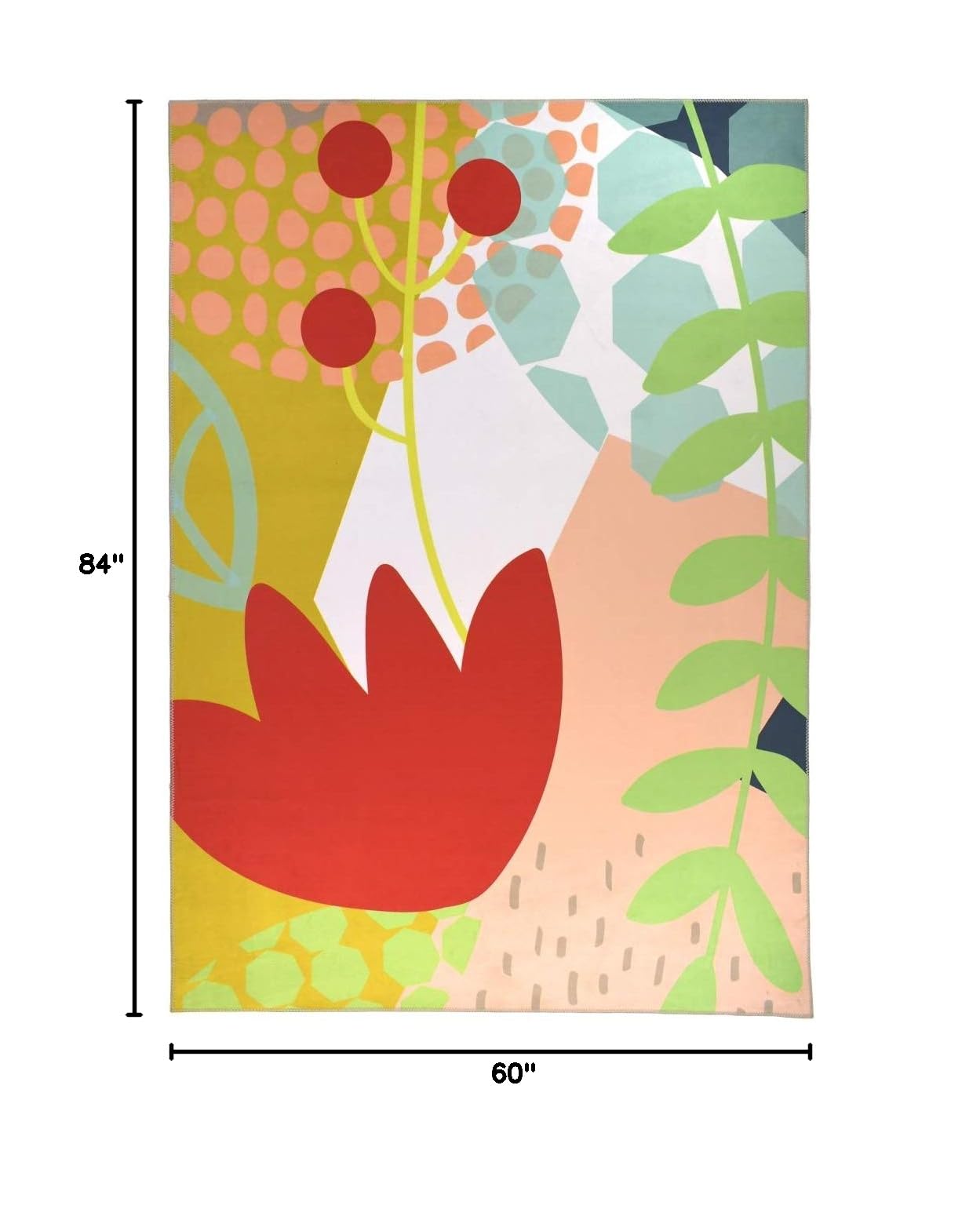 Jellybean Homefires Decorative Swizzle Accent Rug - 5' x 7' Non-Slip Area Rug for Living Room, Bedroom & Entryway - Soft Boho Chic Home Decor