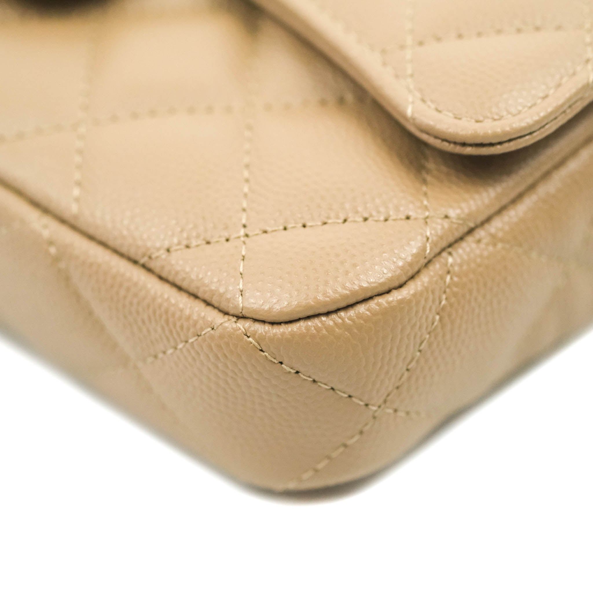 Chanel Classic Flap Phone Holder with Chain - Dark Beige Caviar Leather & Gold Hardware 22A Collection | Luxury Phone Crossbody Bag for Women | Perfect for Parties, Shopping & Everyday Use