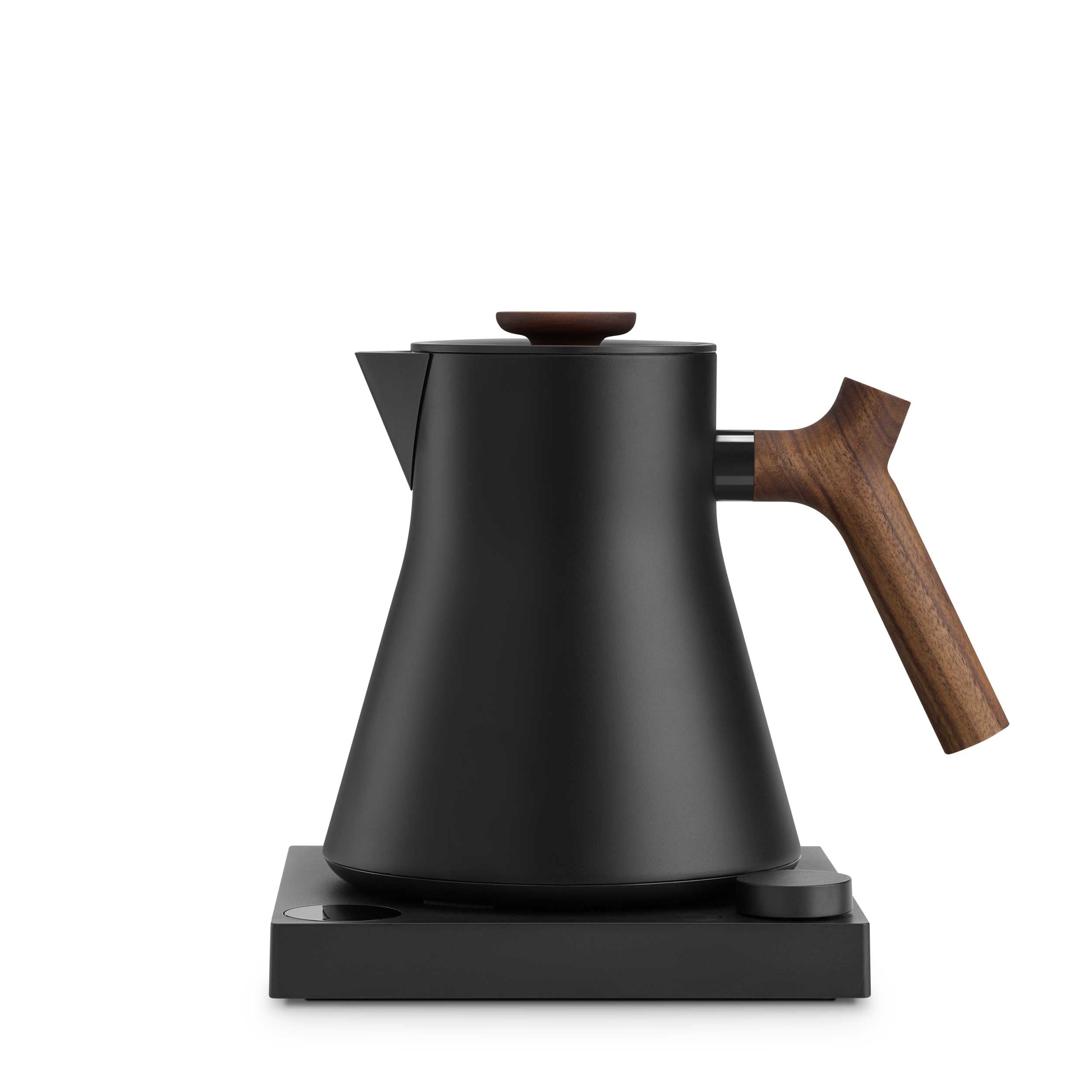 Fellow Corvo EKG Pro Electric Gooseneck Kettle - Matte Black with Walnut Handle - Perfect for Pour Over Coffee, Tea Brewing & Home Kitchen Use