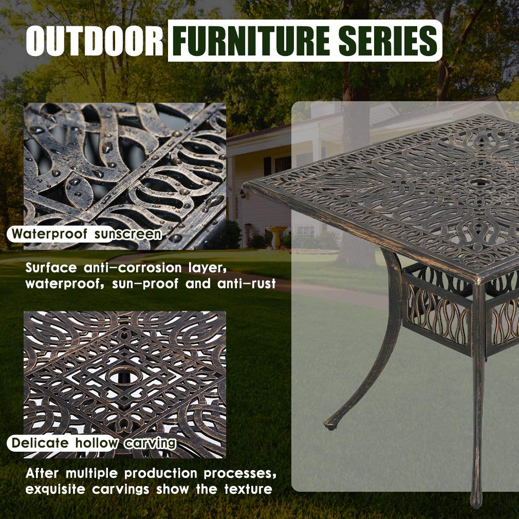 **FDW Square Outdoor Dining Table - Weather Resistant Wrought Iron Patio Table for Poolside, Balcony & Garden - Perfect for Outdoor Entertaining & Relaxation**