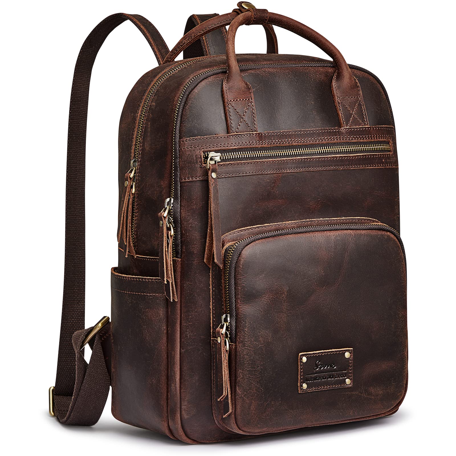 Vintage Genuine Leather Backpack for Women & Men - Stylish Rucksack Travel Daypack with Luggage Sleeve - Perfect for Work, School, Commuting & Outdoor Adventures