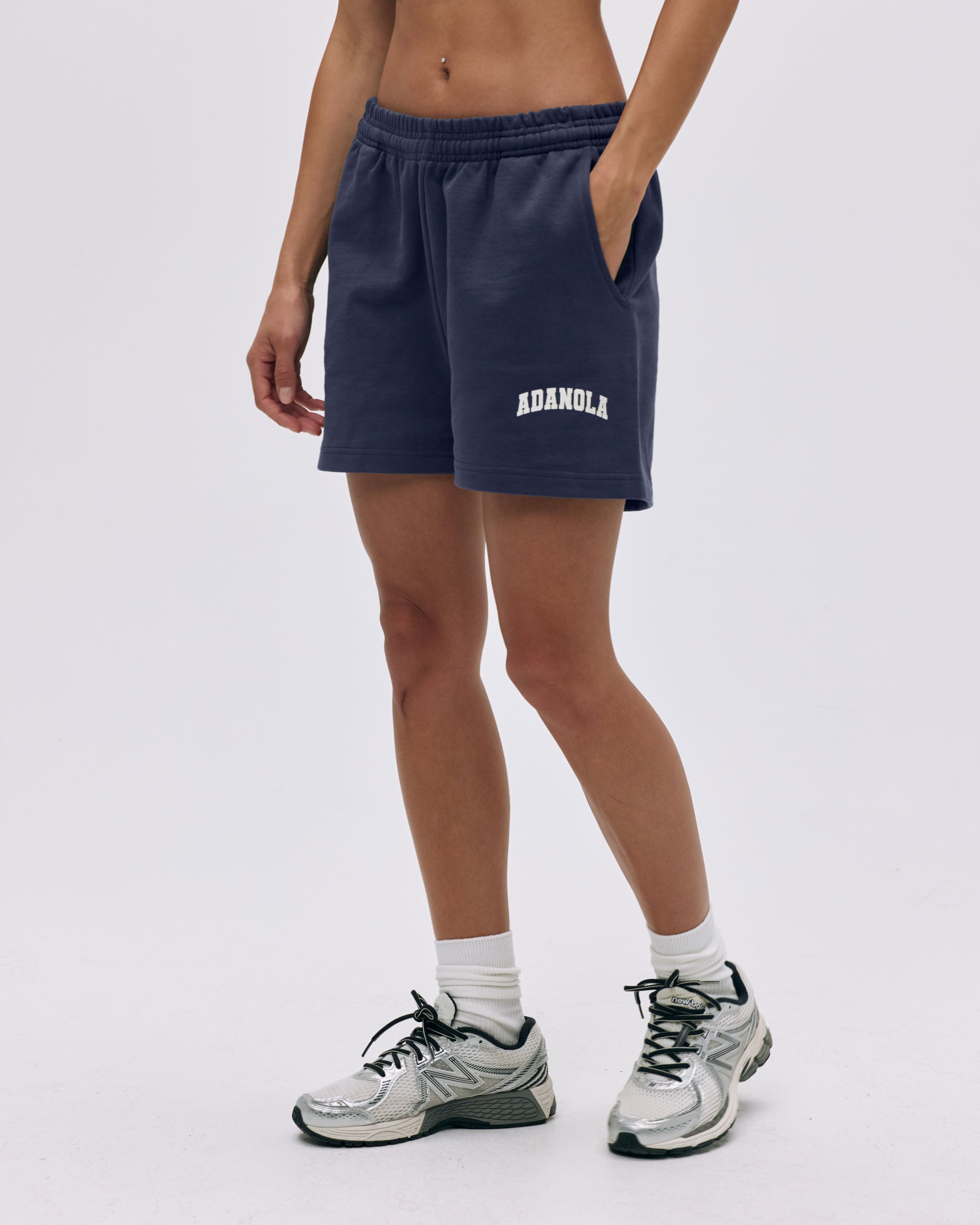 Varsity Sweat Shorts for Men & Women - Comfortable Cotton Blend Athletic Shorts in Midnight Blue & Marshmallow White - Perfect for Gym, Running, and Casual Wear