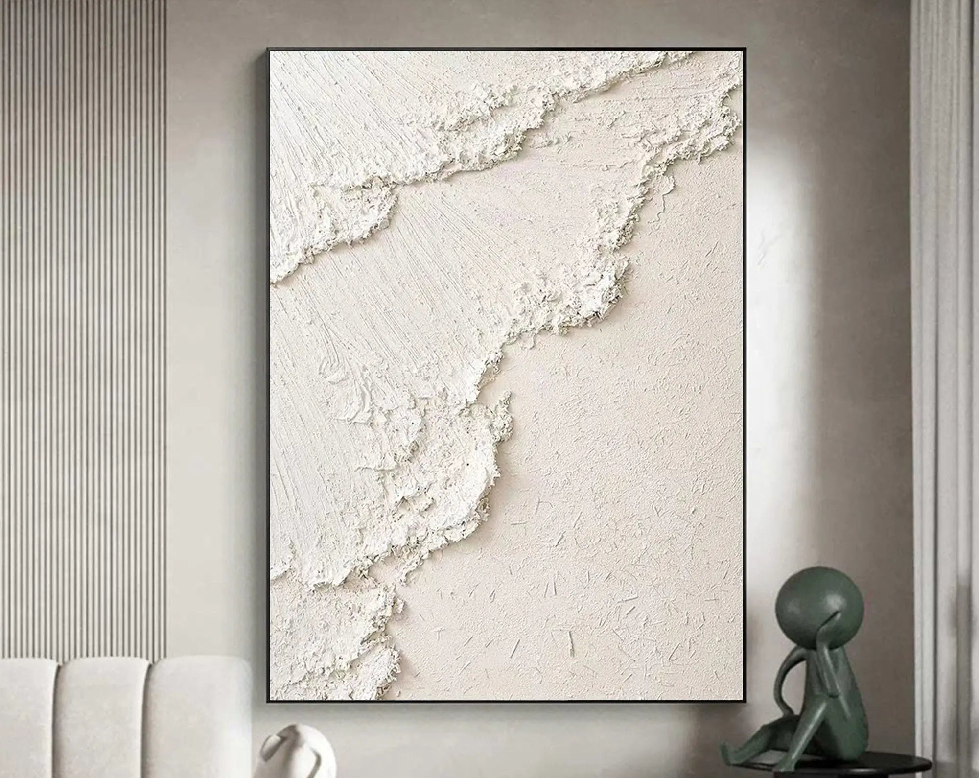 Minimalist Beige Textured Wall Art - Modern Abstract Canvas Painting for Living Room, Bedroom & Office Decor | #MM070