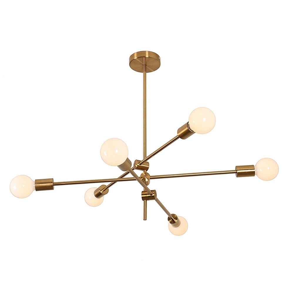 MOERUN 6-Light Brushed Bronze Chandelier Pendant Light - Modern Hanging Ceiling Fixture for Dining Room, Living Room, Bedroom & Entryway Lighting