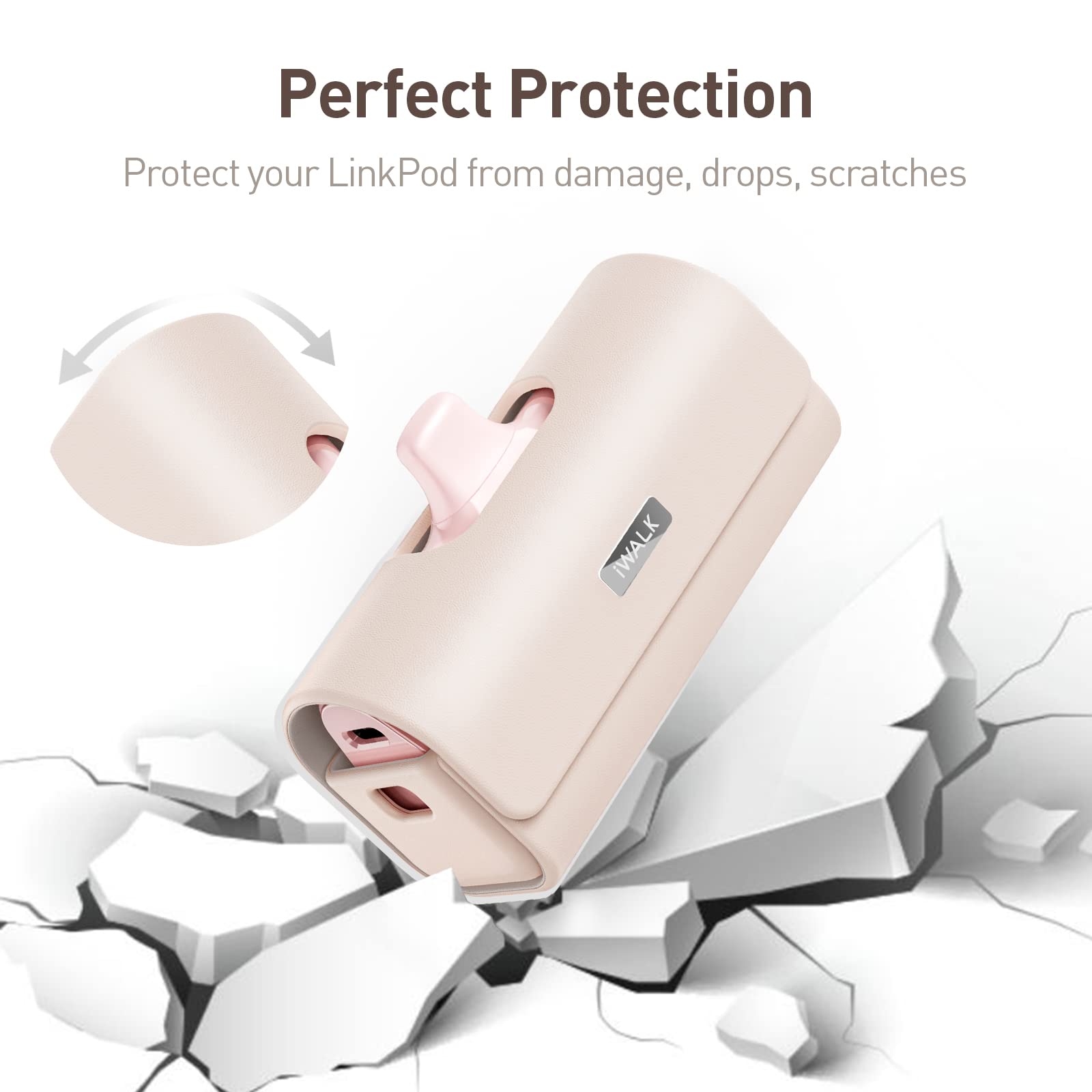 iWALK Portable Charger Pouch - Compatible with 3350mAh/4500mAh/4800mAh Power Banks - Stylish Pink Carrying Case for iPhone Chargers - Perfect for Travel, Work & Everyday Use