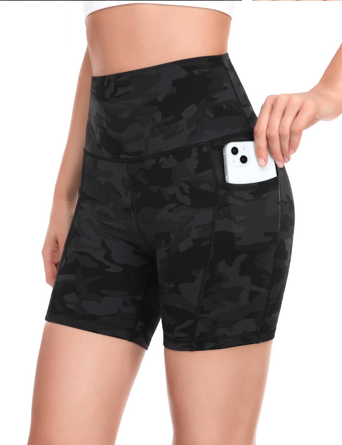 HeyNuts Women's High Waist Biker Shorts with Side Pockets - 4''/6''/8'' Compression Workout & Yoga Shorts - Essential for Cycling, Running, Gym & Lounge Wear