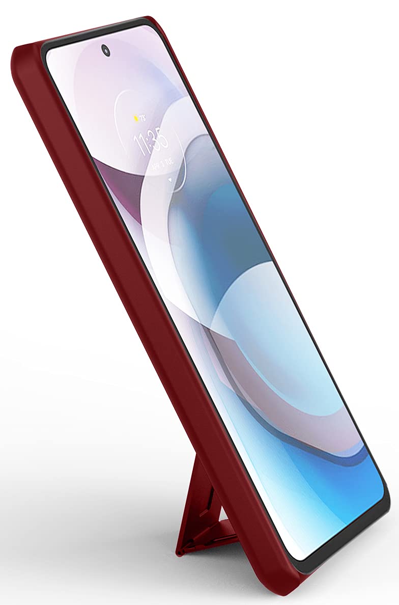 Motorola One 5G Ace Kickstand Case - Slim Hard Shell Phone Cover with Stand for Moto XT2113 (Red) - Perfect for Hands-Free Viewing, Video Calls & Gaming